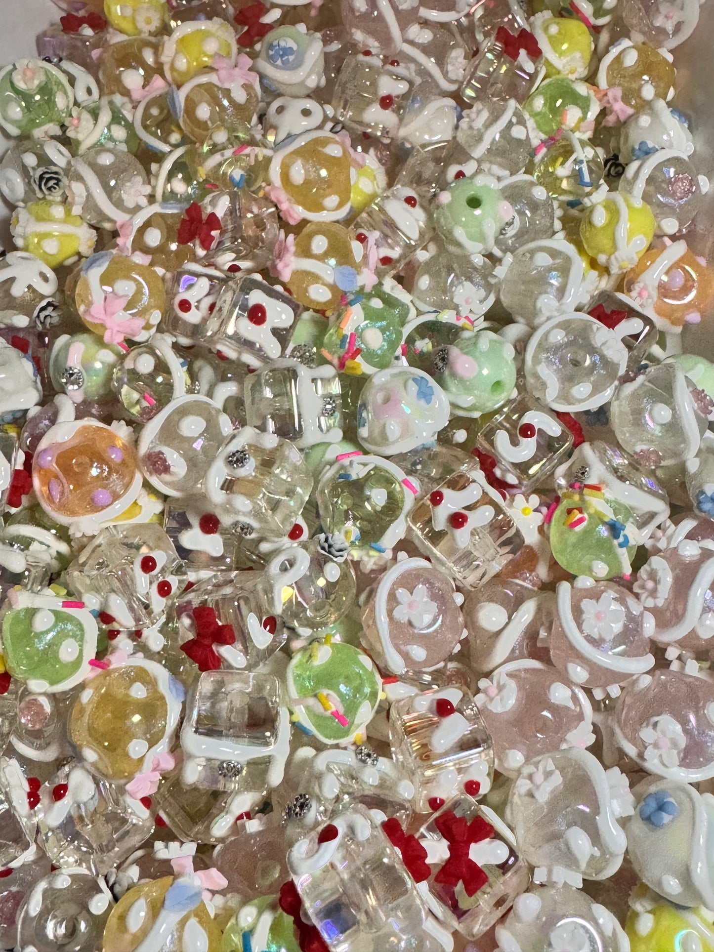 Decorated Fancy Acrylic Bead Mix of 5