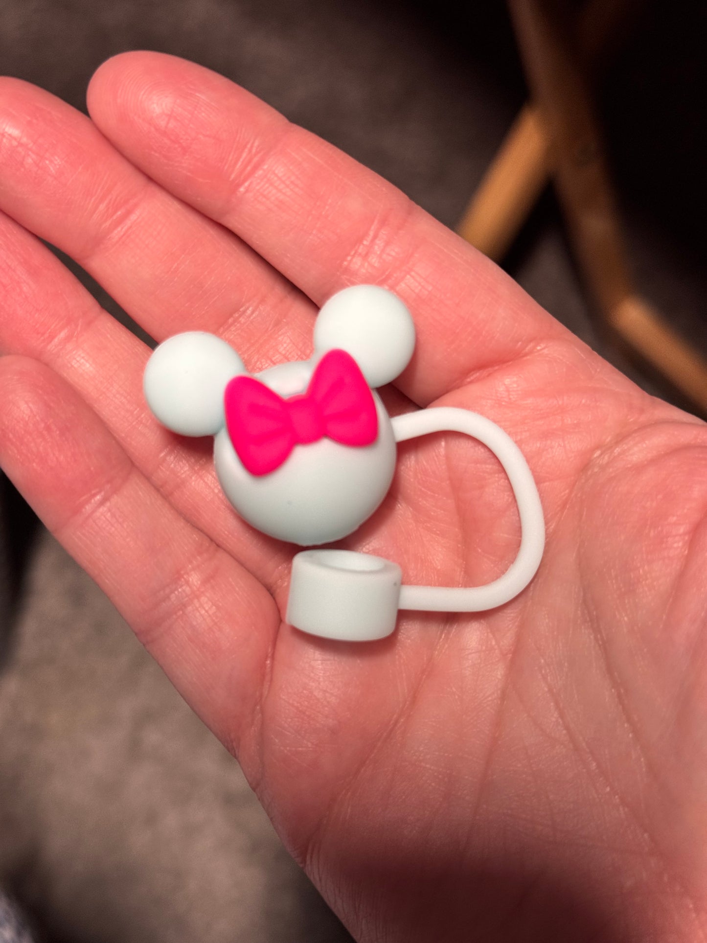 Mouse Head with Bow 3D Straw Topper