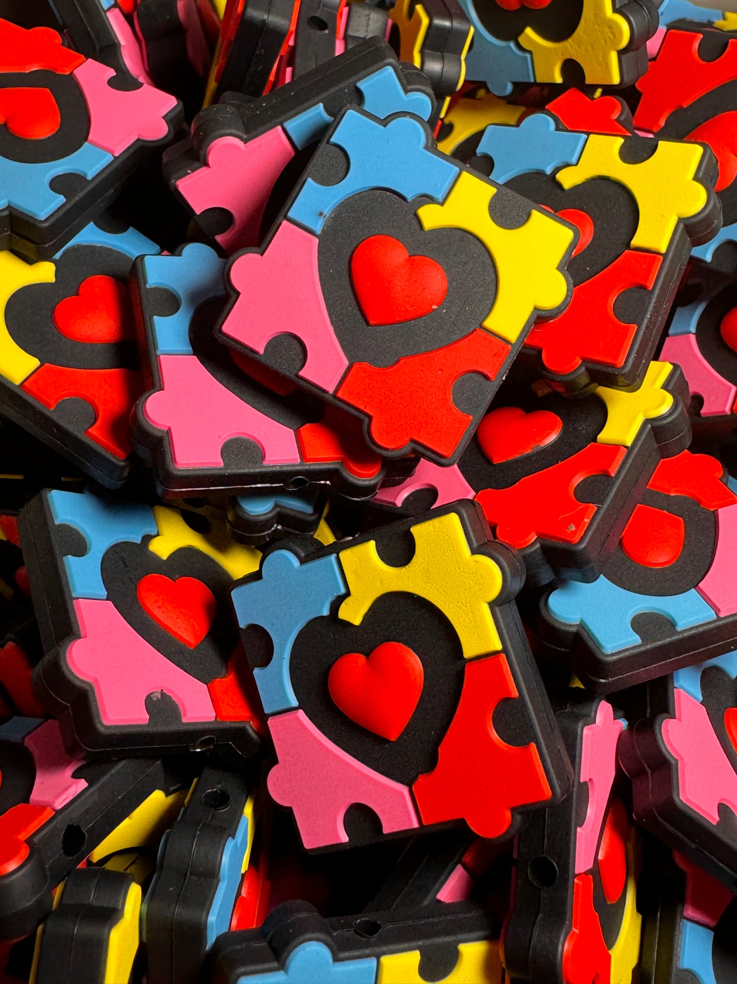 Neurodivergence Heart Puzzle Piece Silicone Focal