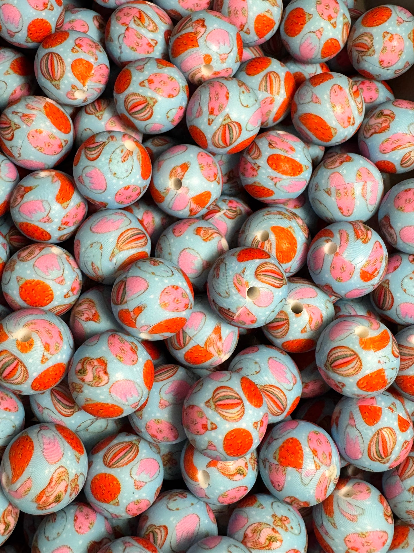 Christmas Ornaments 15mm Printed Silicone Bead
