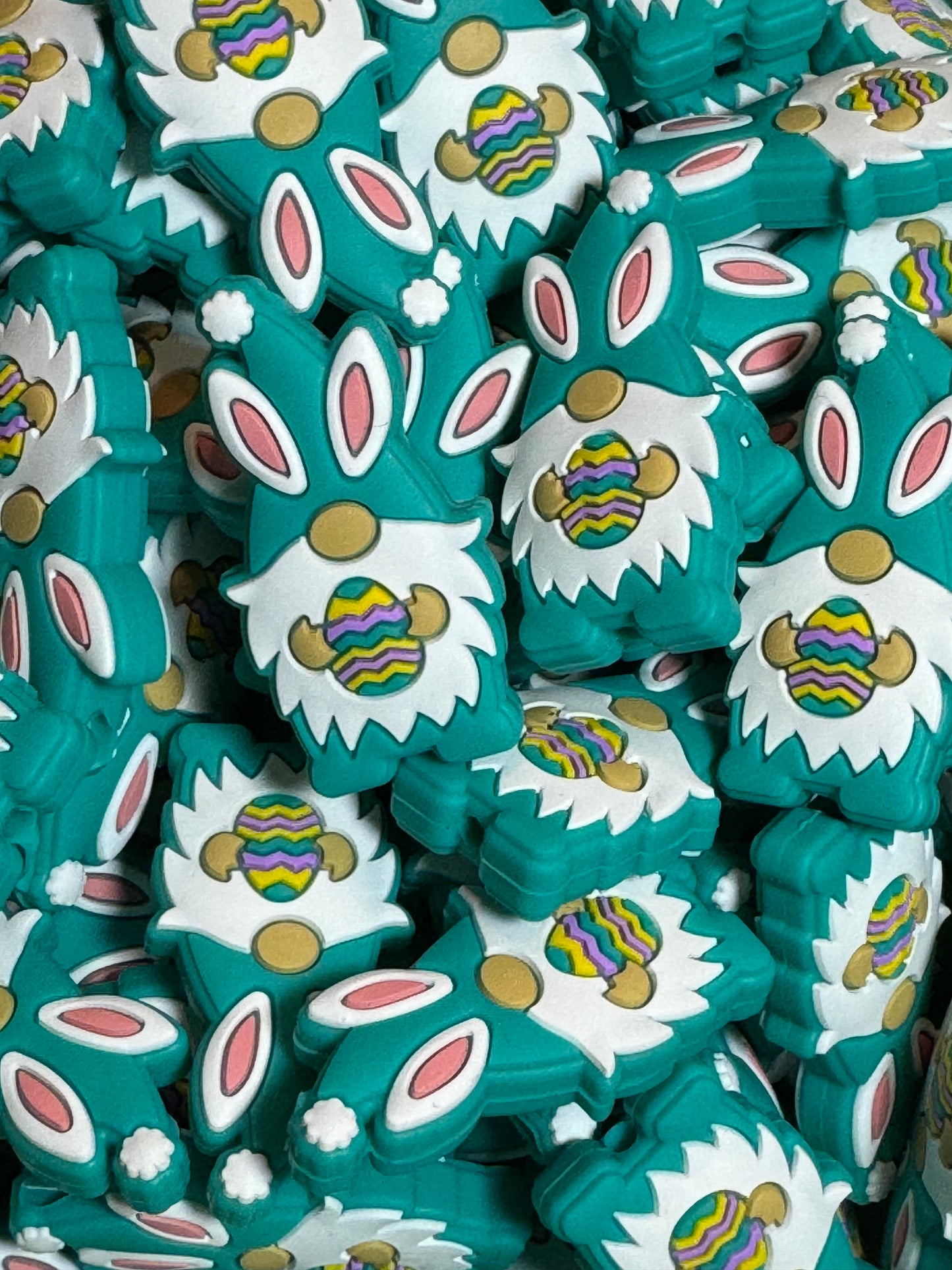 Teal Easter Bunny Gnome Silicone Focal