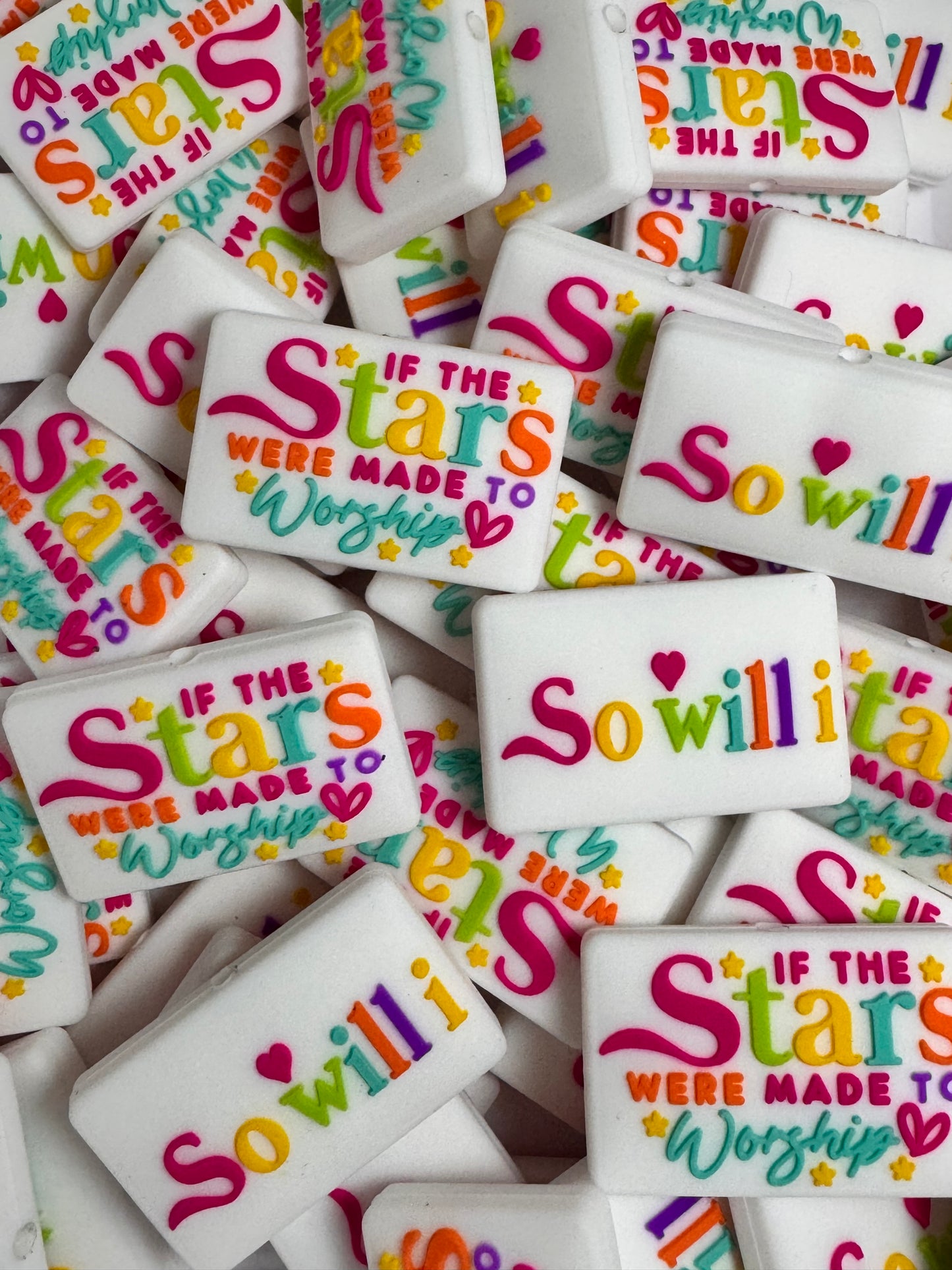 If the Stars Were Made to Worship So Will I White Silicone Focal