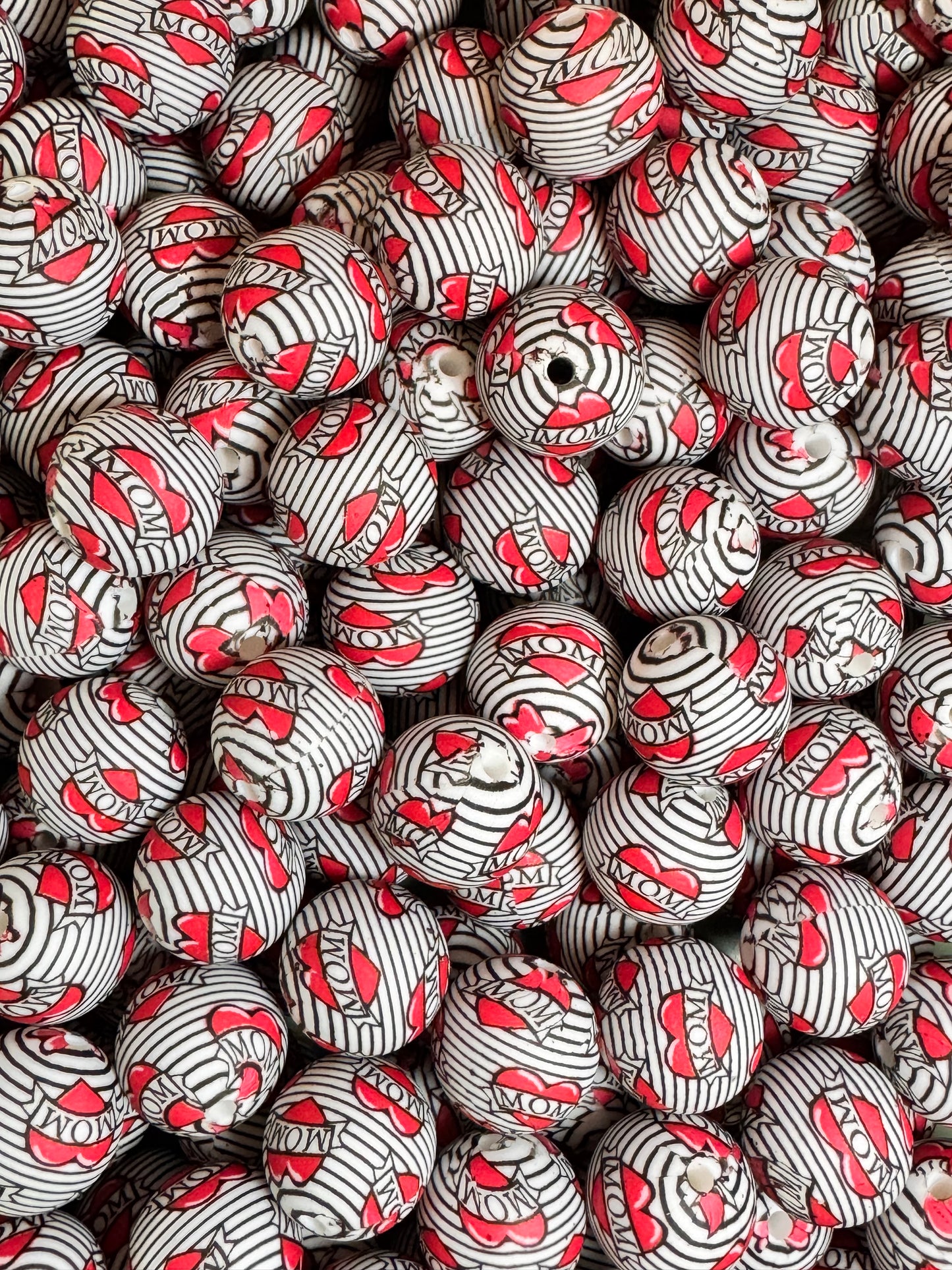 The Mom Tattoo 15mm Printed Silicone Bead