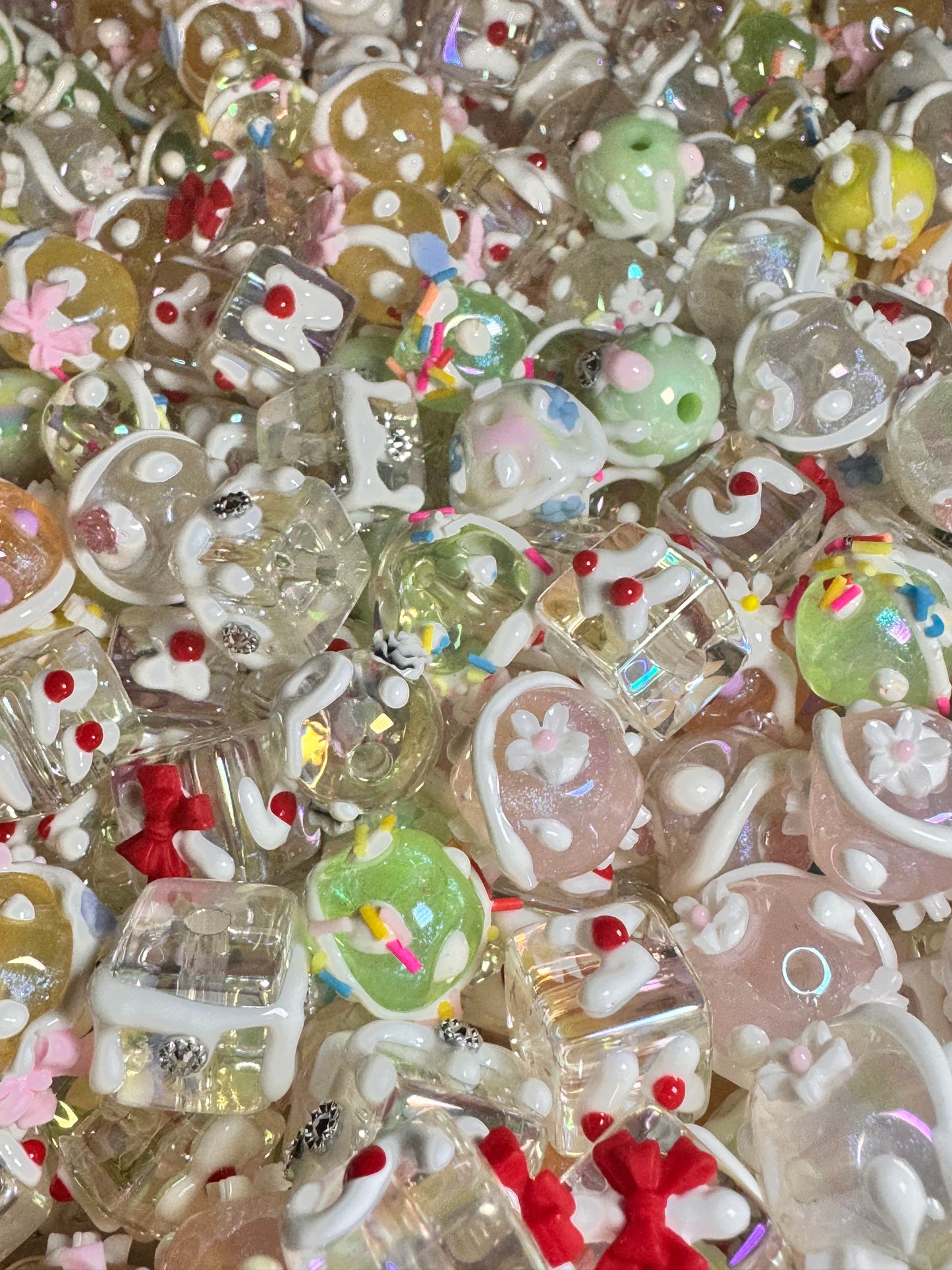 Decorated Fancy Acrylic Bead Mix of 5
