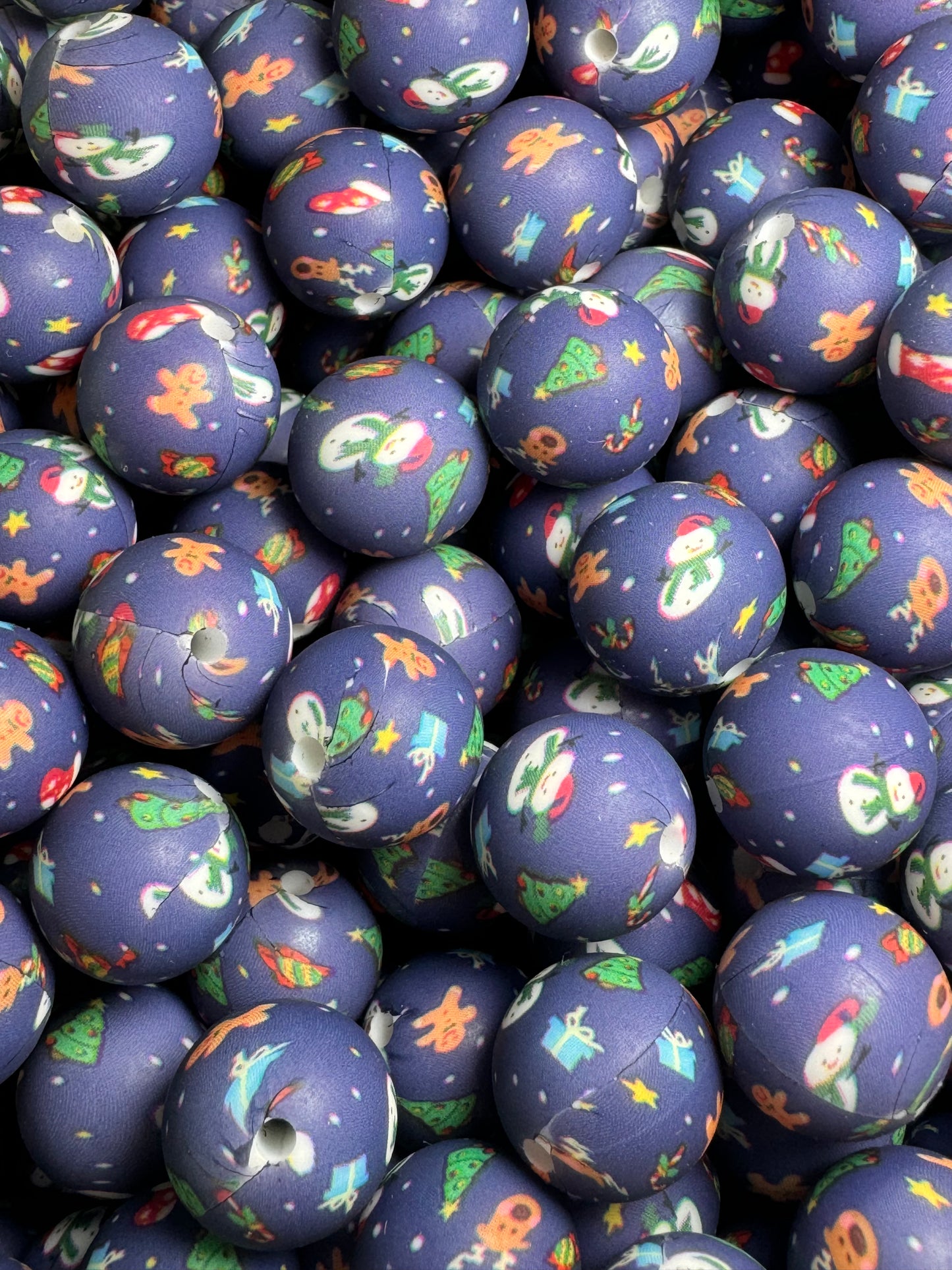 Tis’ the Season 15mm Printed Silicone Bead