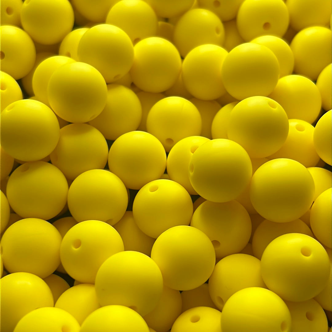 Sunshine Yellow 15mm Solid Color Silicone Bead