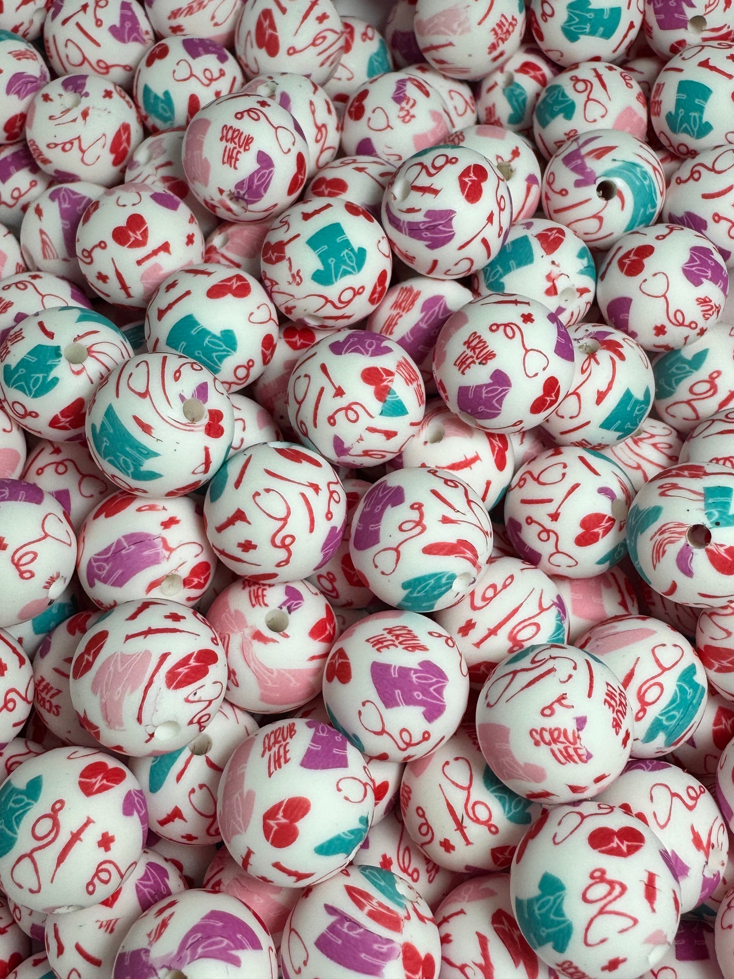 Scrubs and Such Printed Silicone Bead