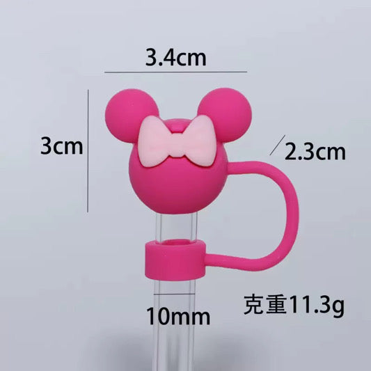 Mouse Head with Bow 3D Straw Topper