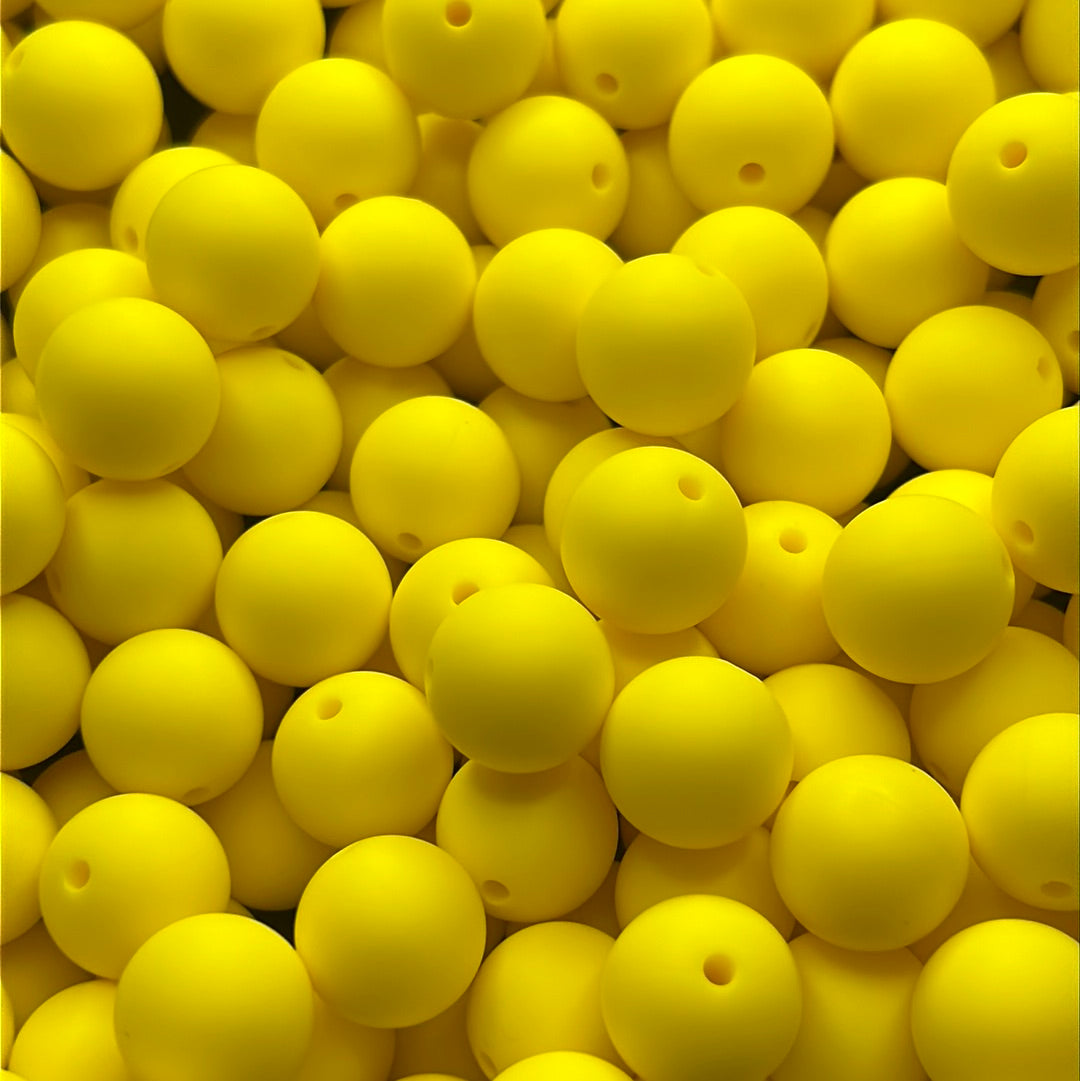 Sunshine Yellow 15mm Solid Color Silicone Bead