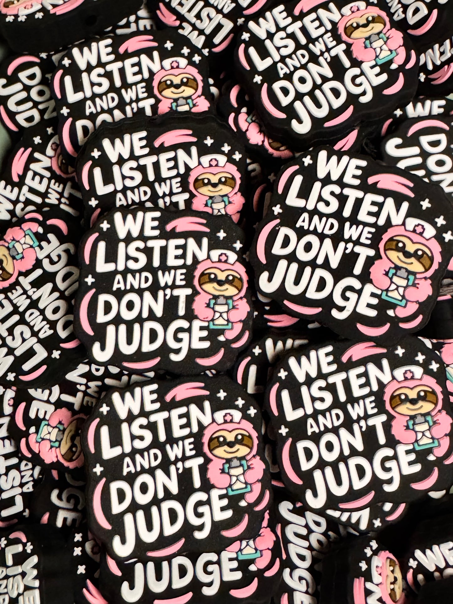 We Listen and We Don’t Judge Raccoon Silicone Focal