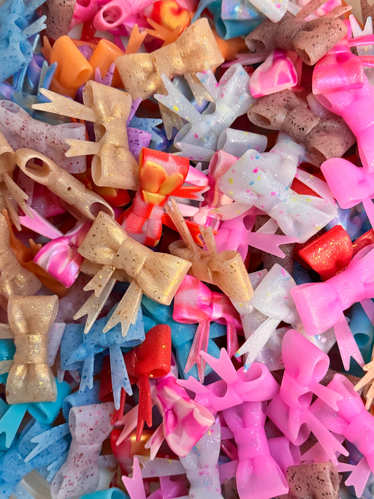 Mix of 5 Large Glitter Silicone Bows