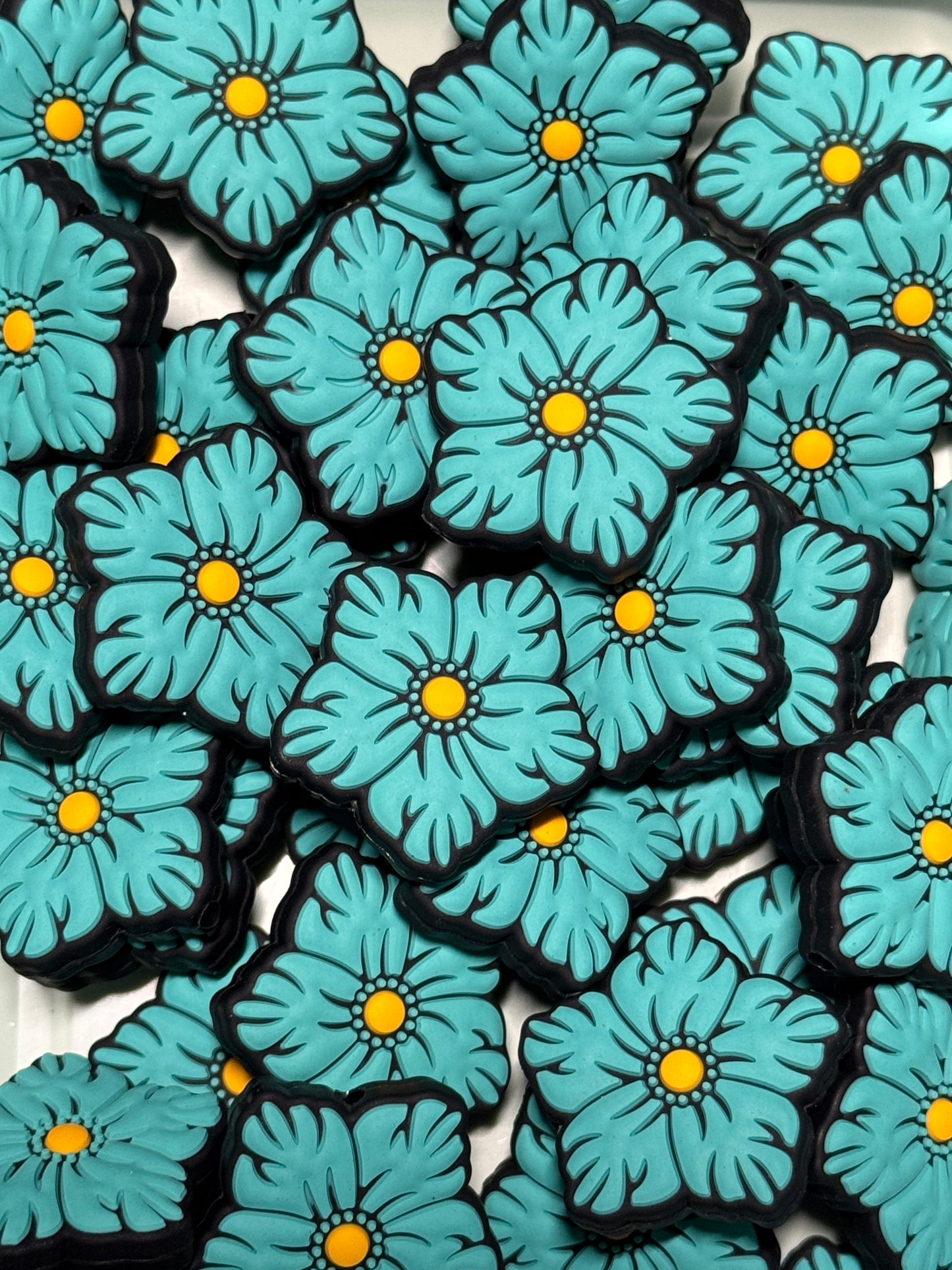 Turquoise Flower Silicone Focal