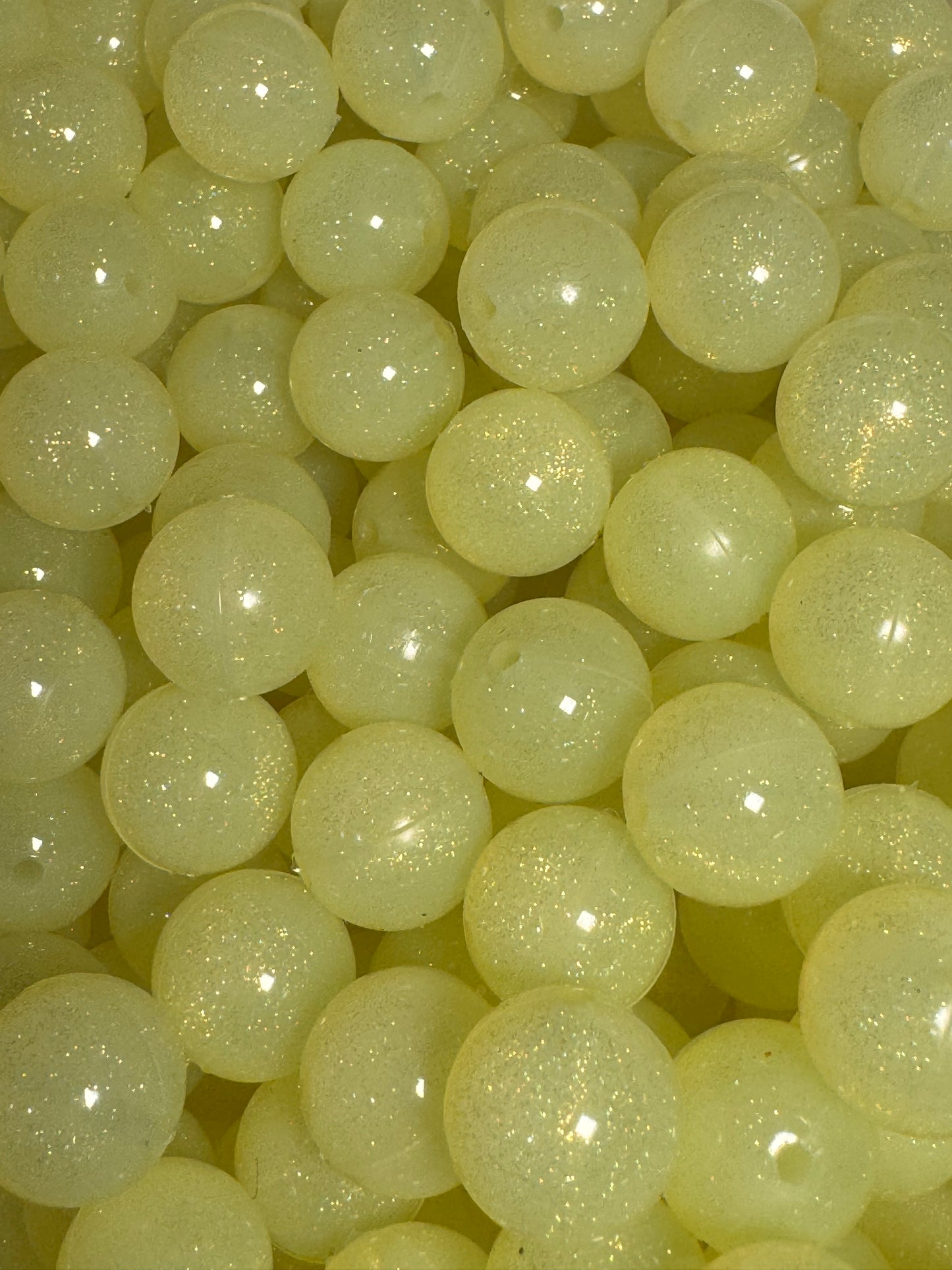 Neon Yellow 15mm Jelly Silicone Glitter Bead
