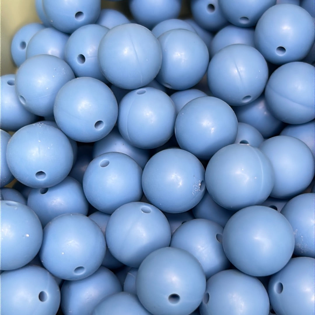 Blue Jeans 15mm Solid Color Silicone Bead