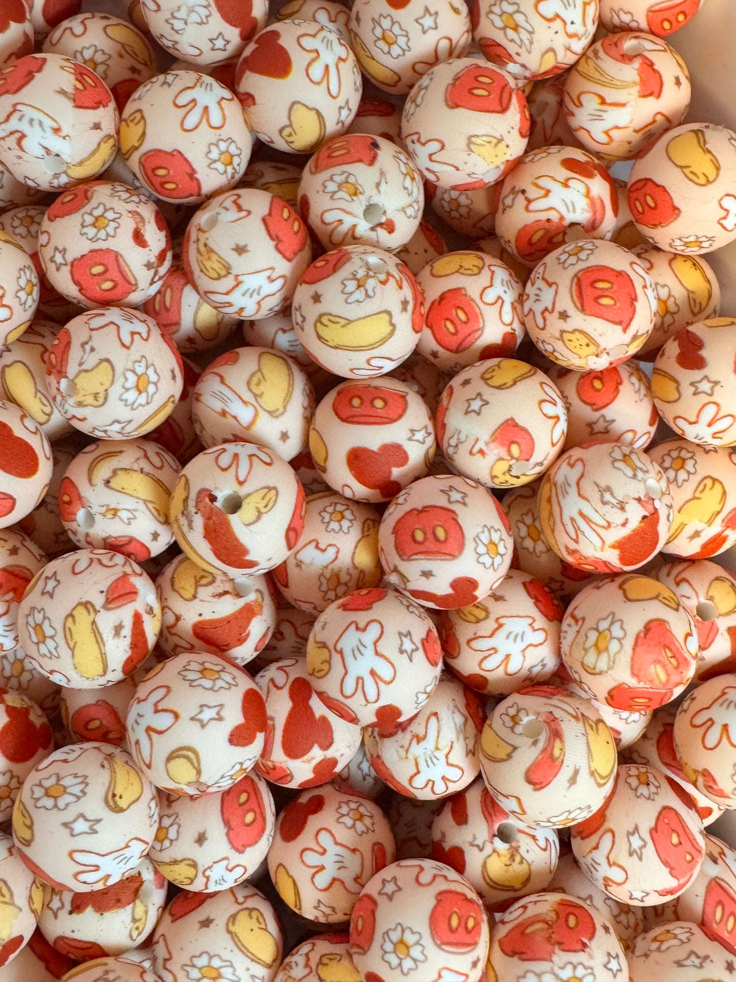 Mouse Friend 15mm Printed Silicone Bead