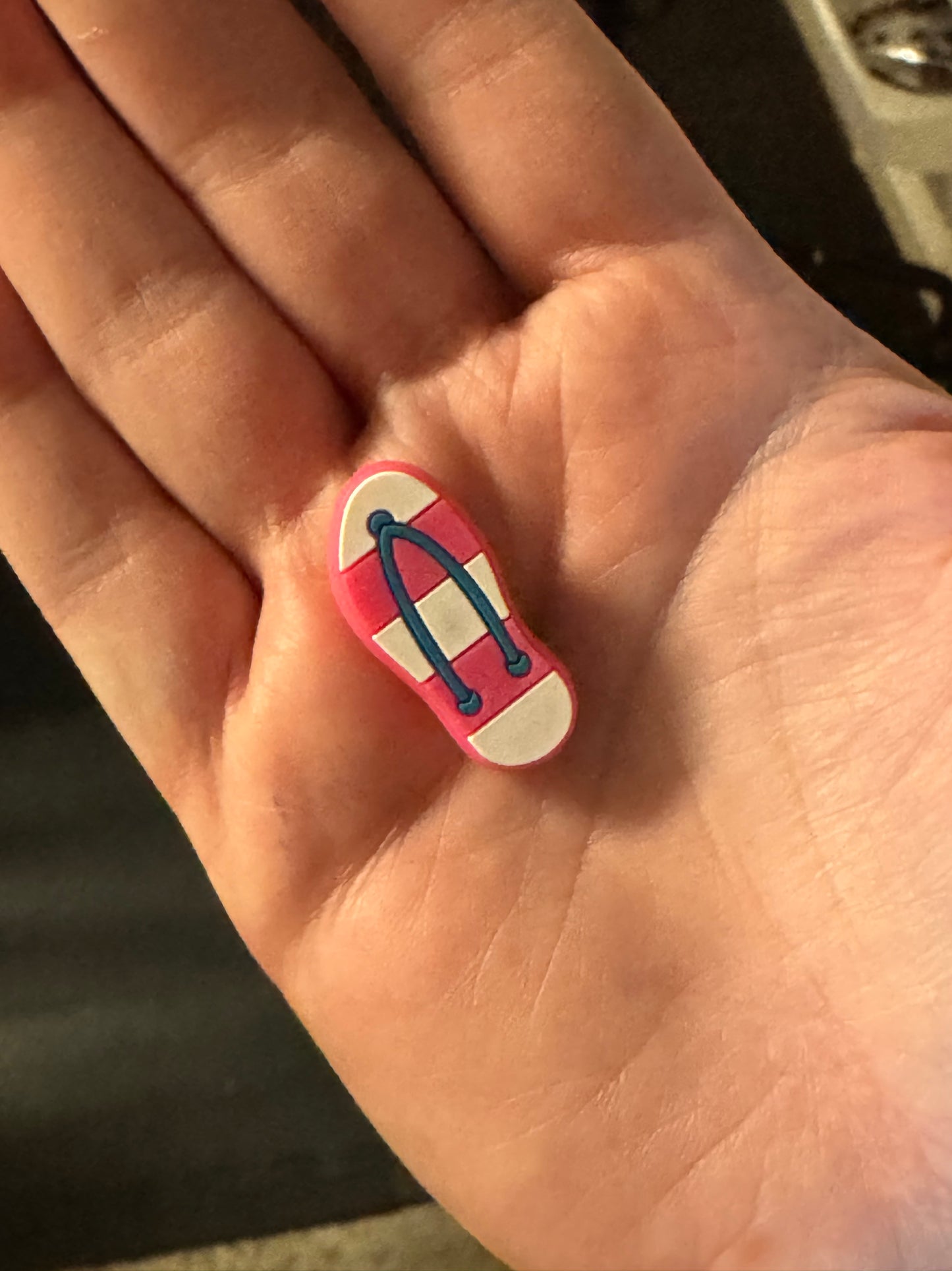 Pink and White Sandal Round Silicone Focal