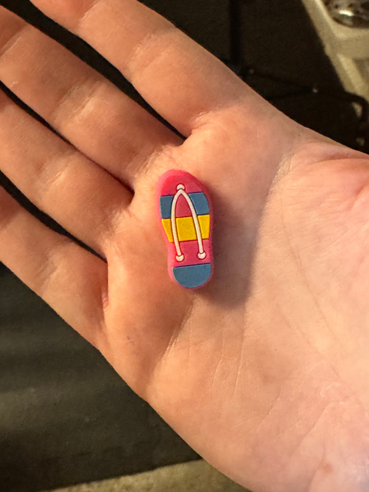 Pink and Yellow Sandal Round Silicone Focal