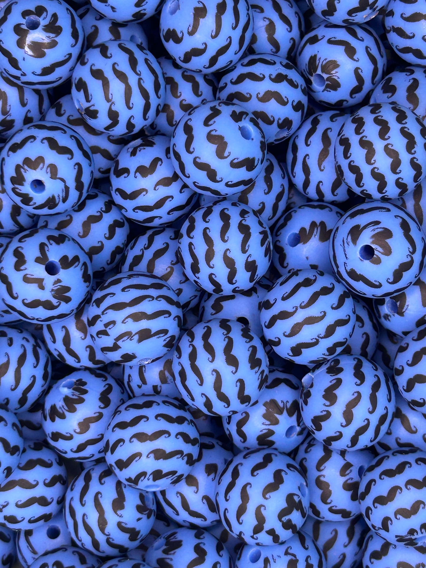 Mustache 15mm Custom Printed Silicone Bead