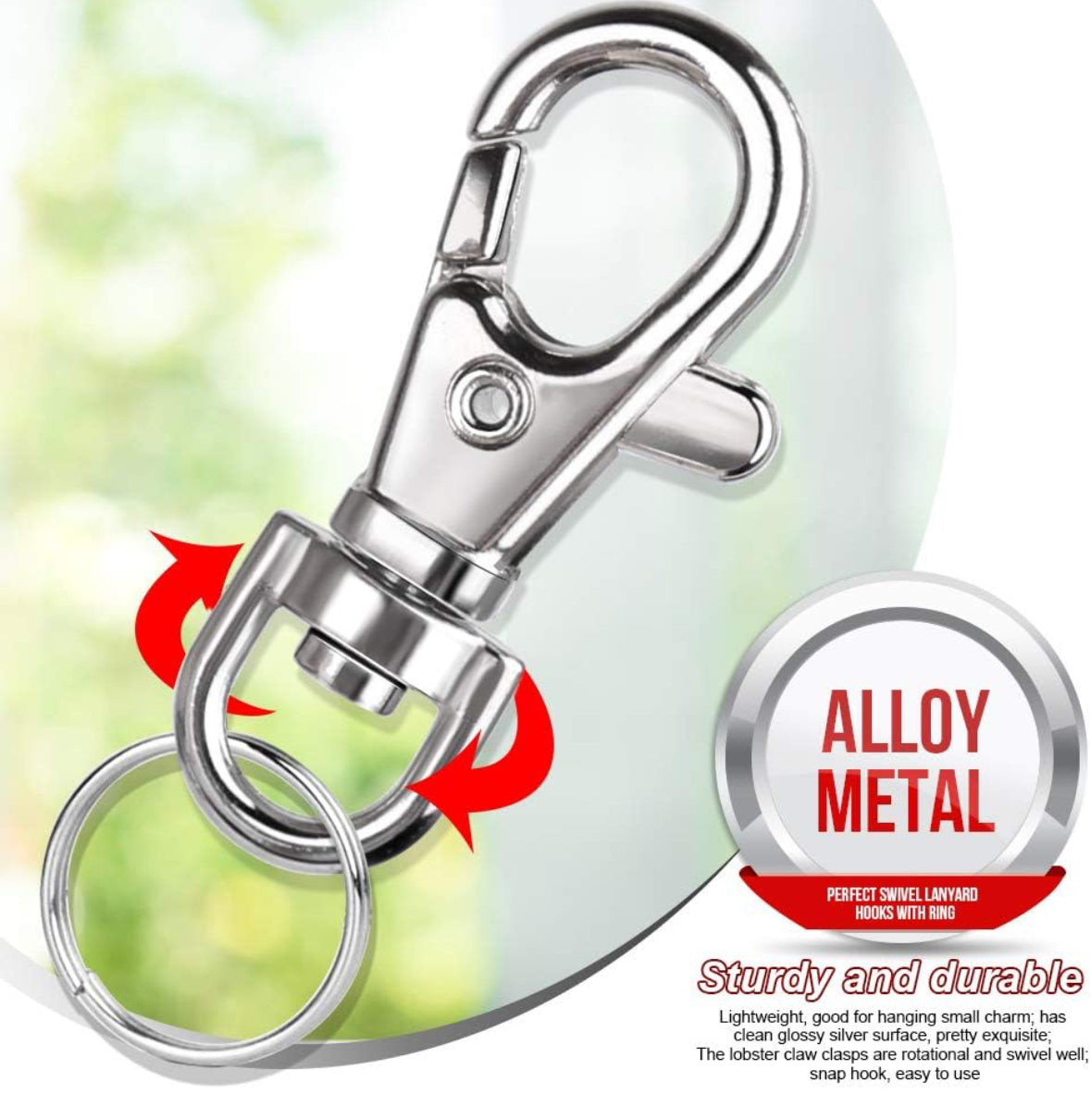 Metal Silver Swivel Lobster Claw Clasp Hook with Keyring