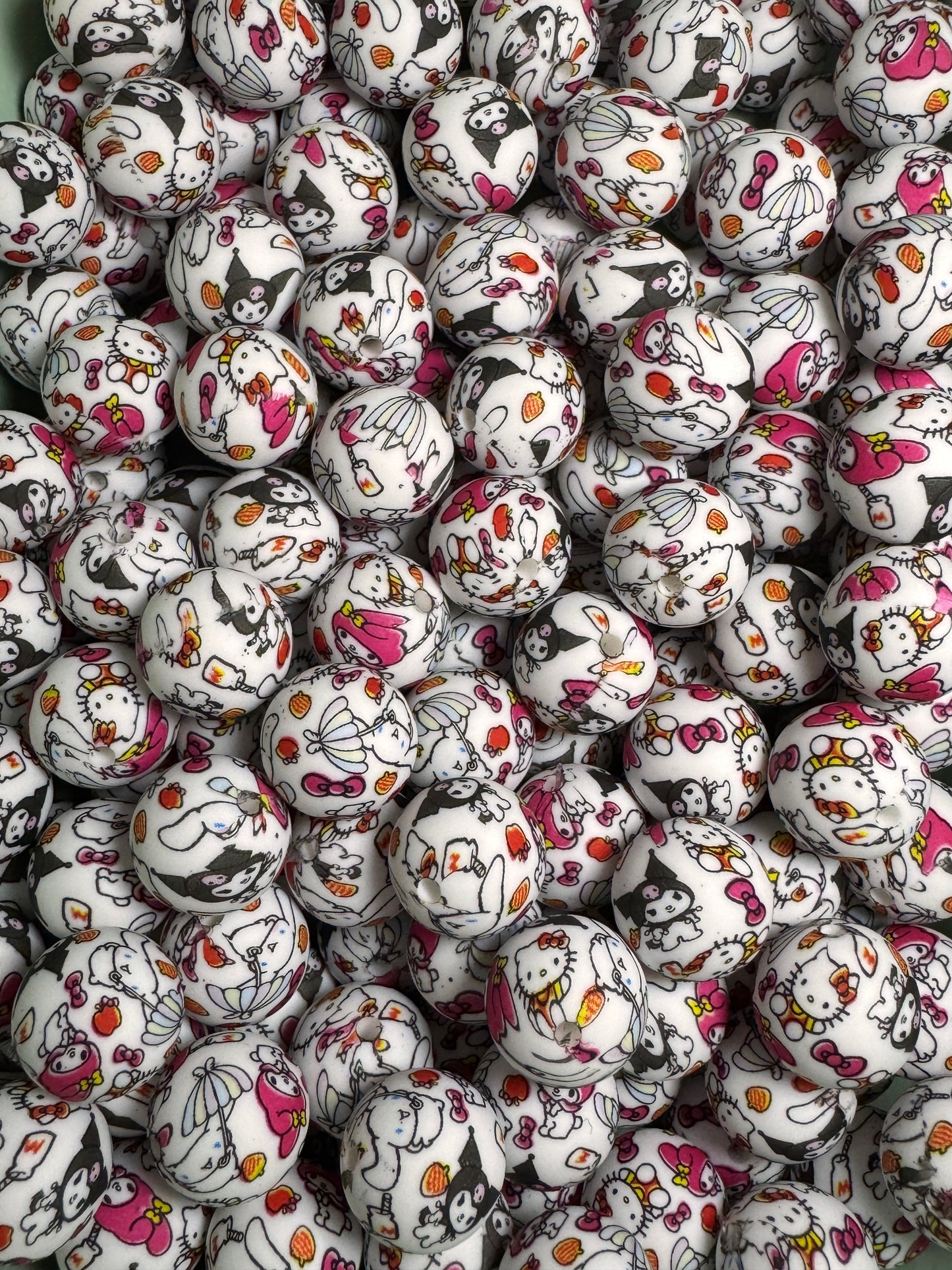 Kitty Friend 15mm Printed Silicone Bead