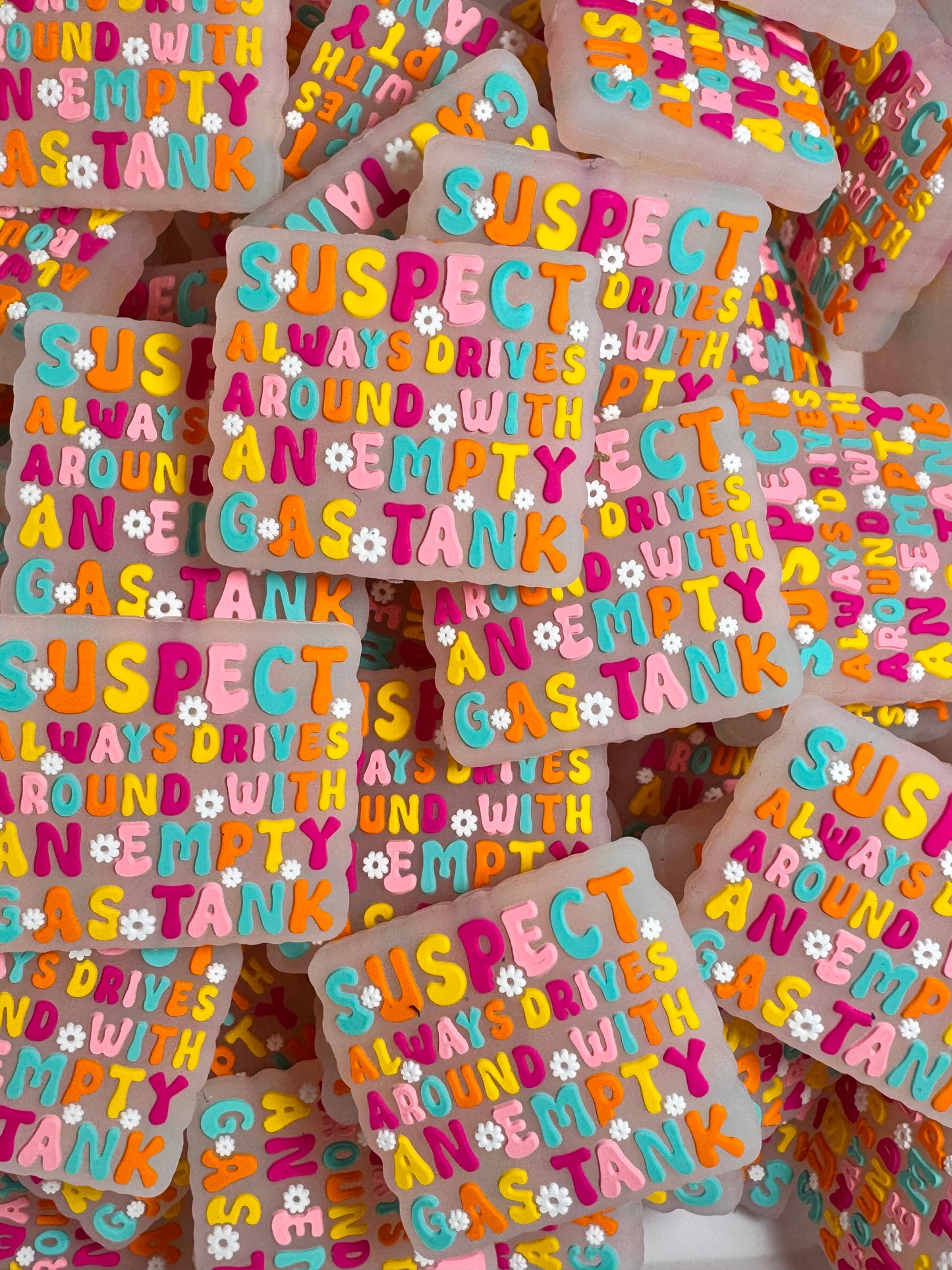 Suspect Always Drives with an Empty Gas Tank Clear Background Silicone Focal