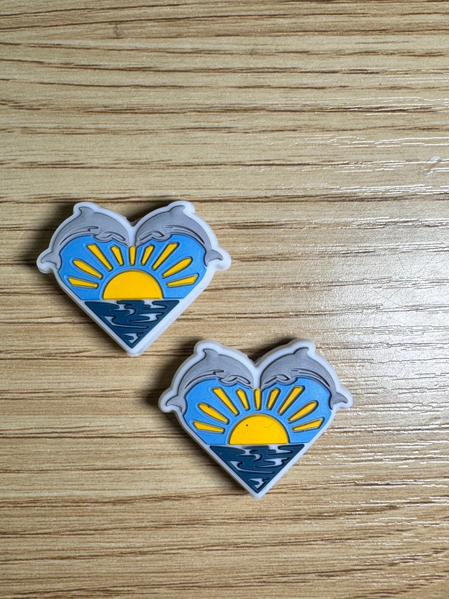 Dolphin Heart Custom Silicone Focal Bead