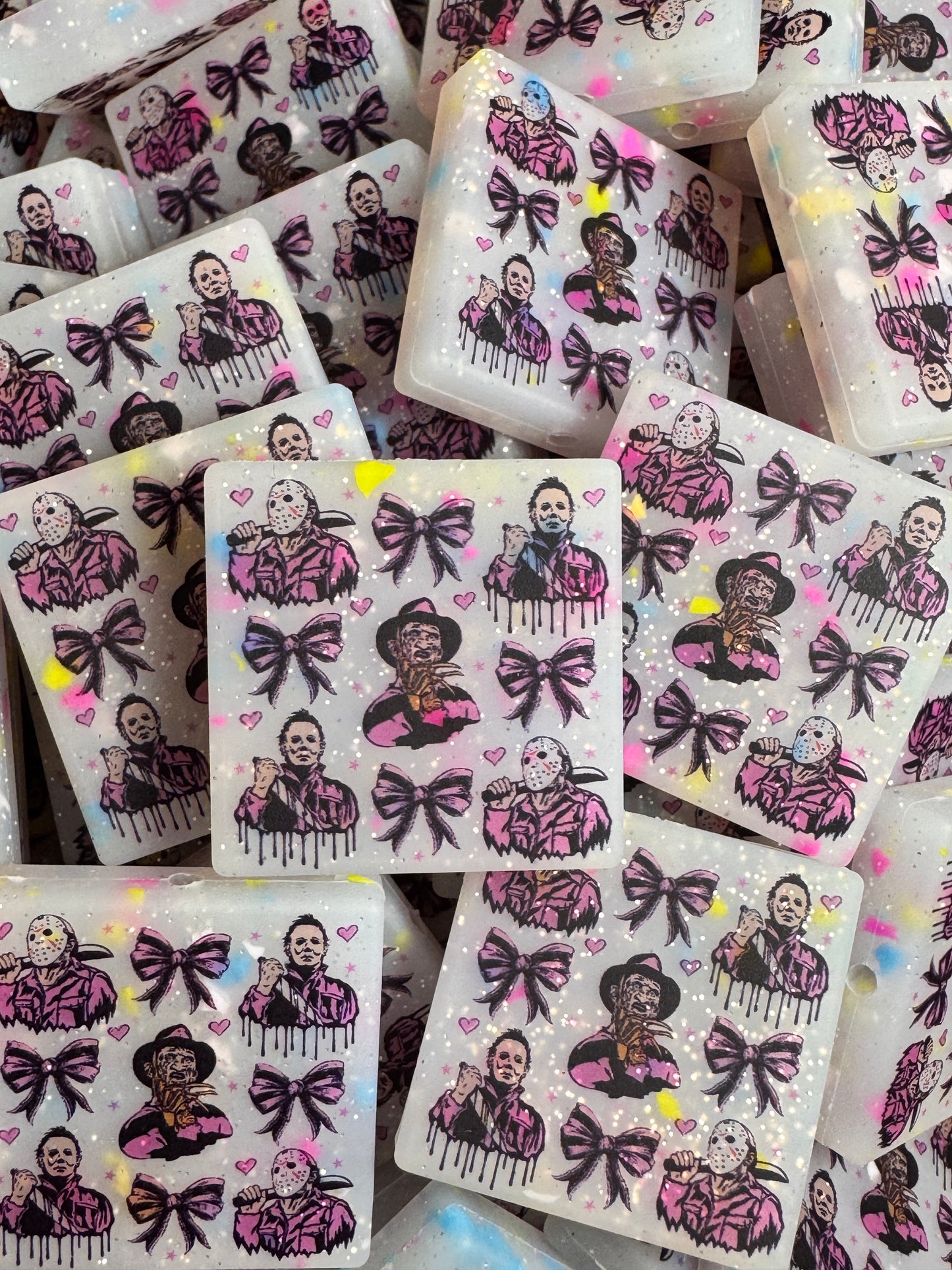 Horror Boys and Bows Custom Printed Silicone Focal