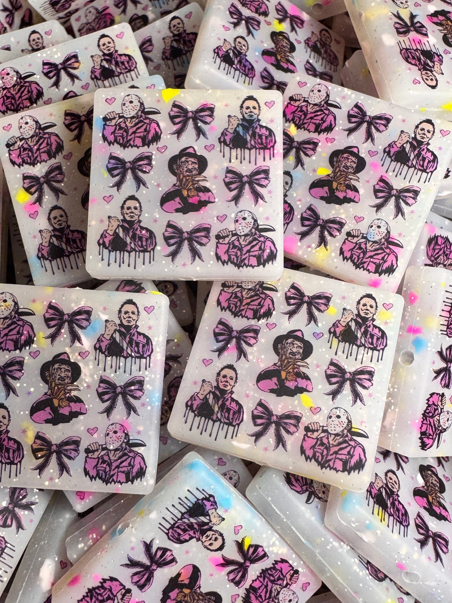 Horror Boys and Bows Custom Printed Silicone Focal