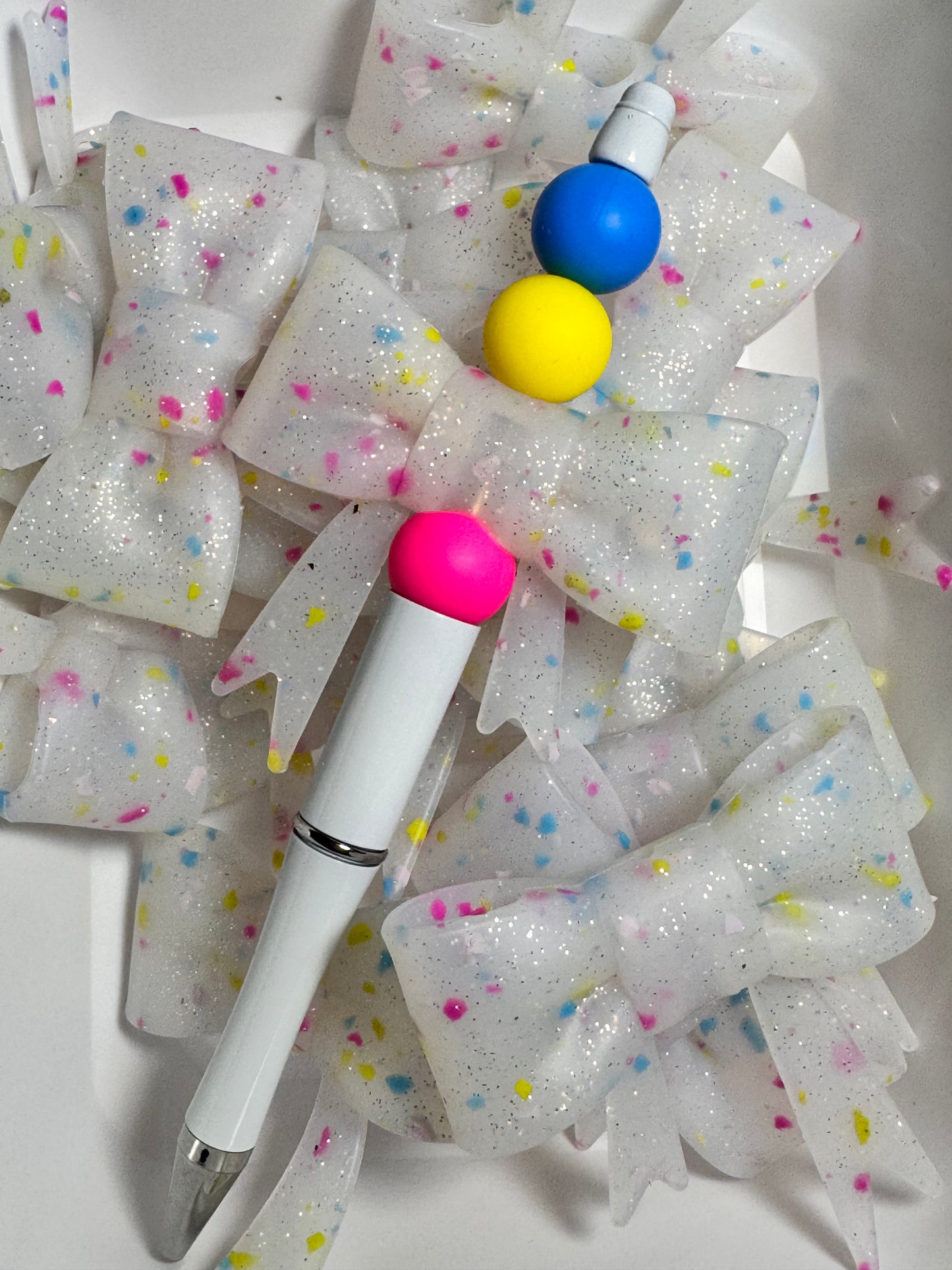 Confetti Glitter Bow Silicone Focal