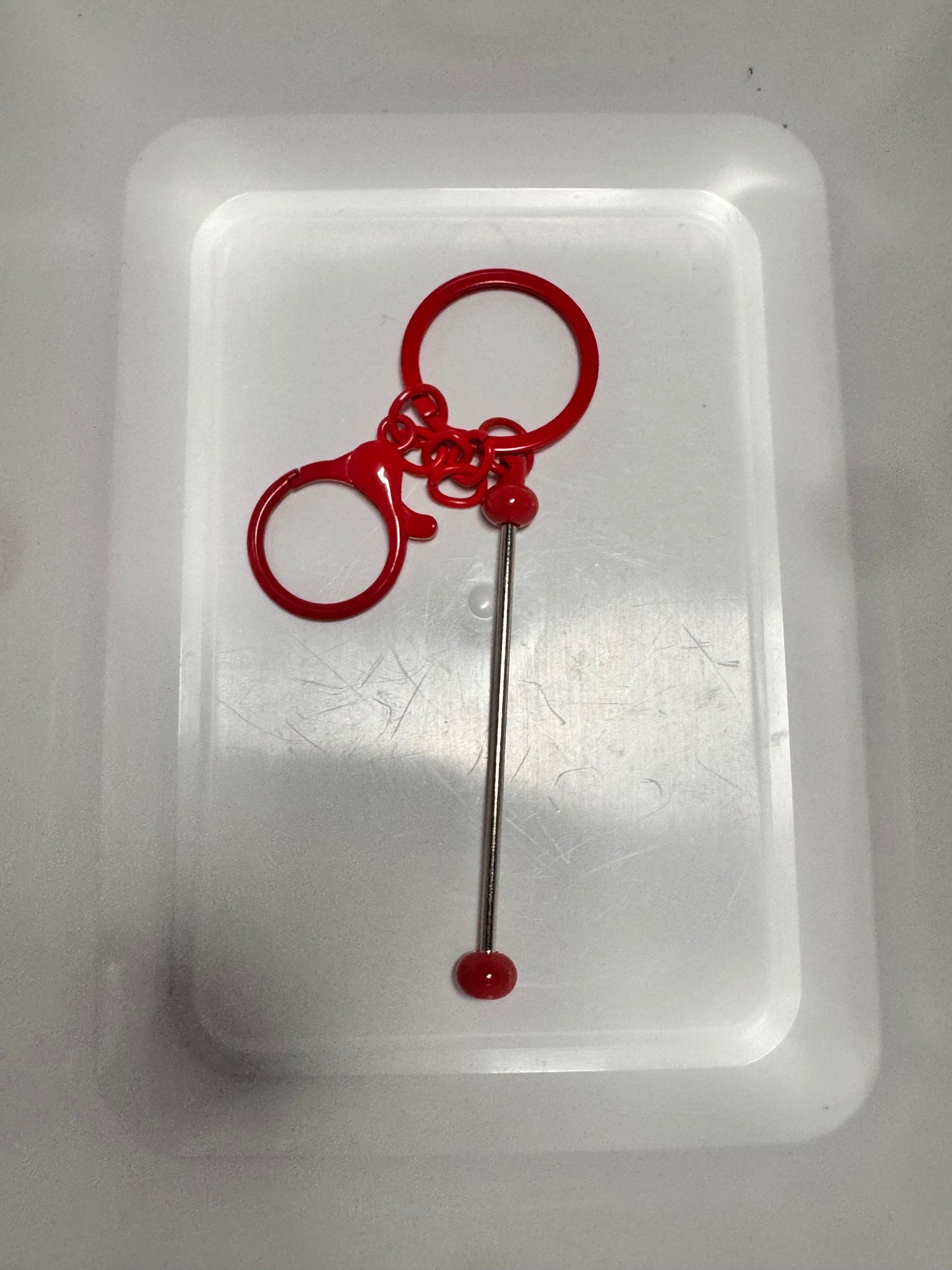 Red Beadable Keychain Bar