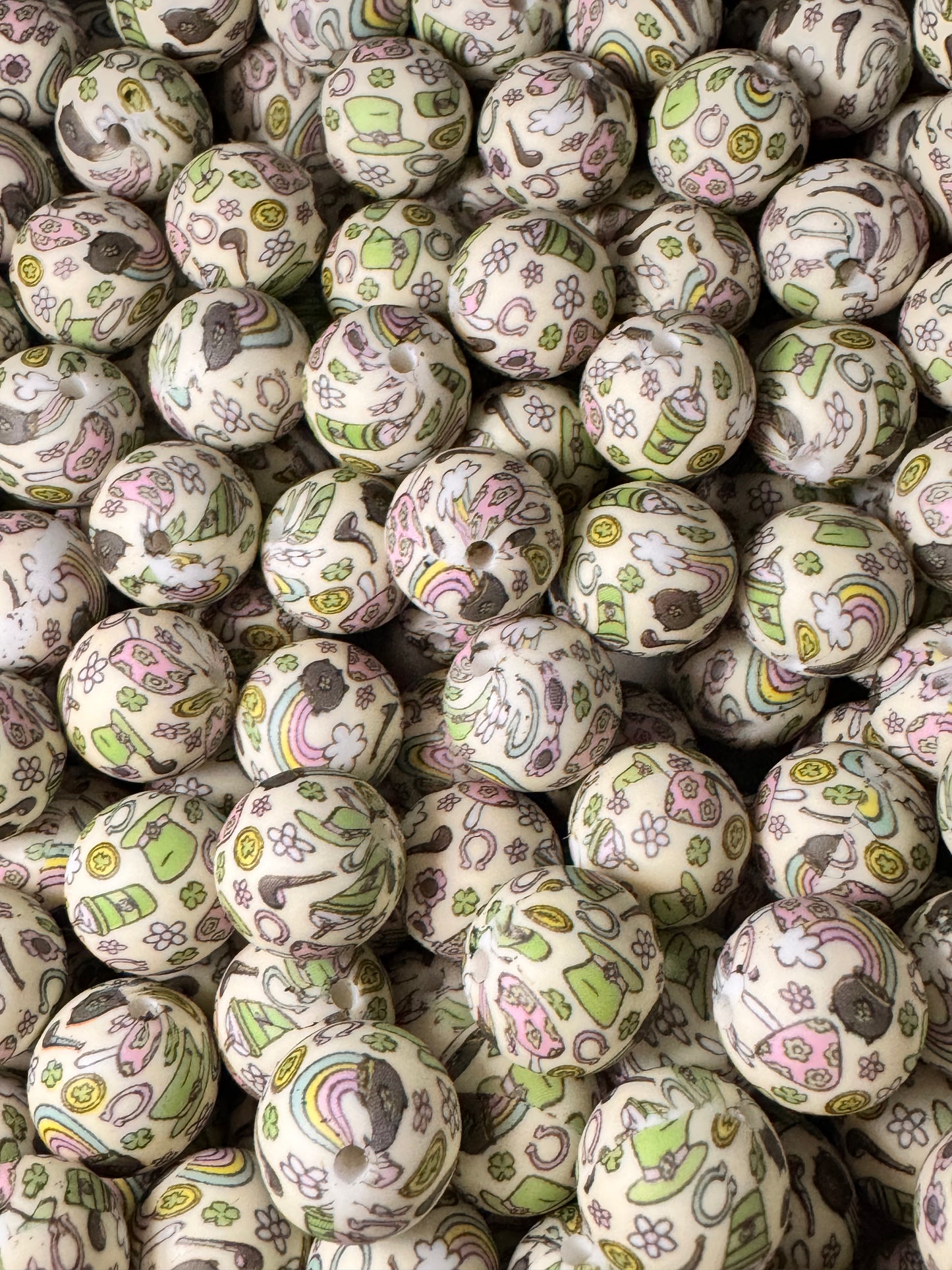 Lucky Charm 15mm Printed Silicone Bead