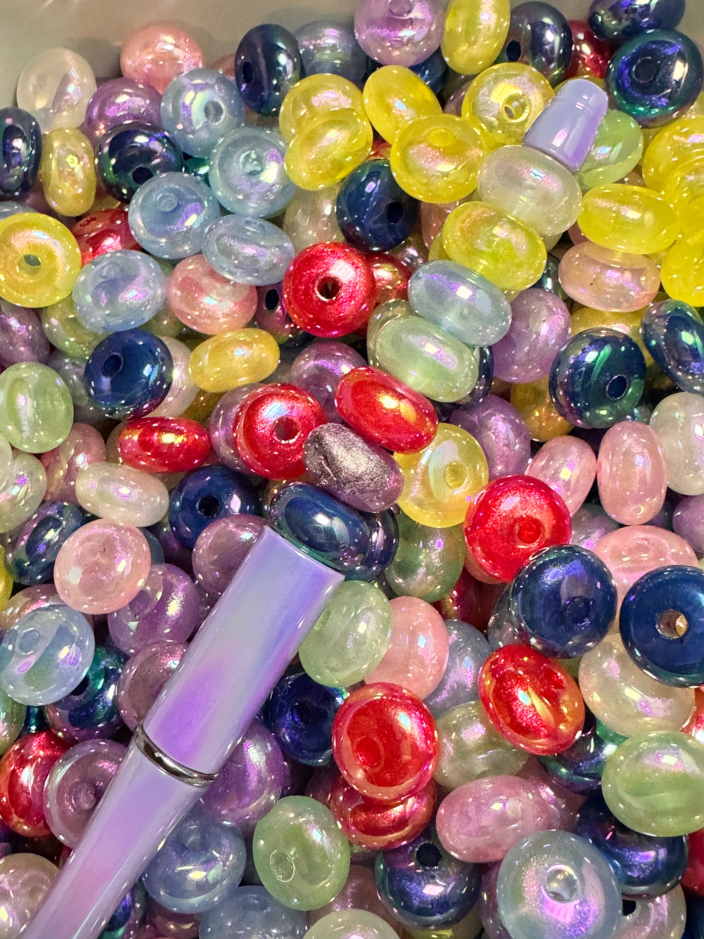 Opal 14mm Abacus Acrylic Beads (10)