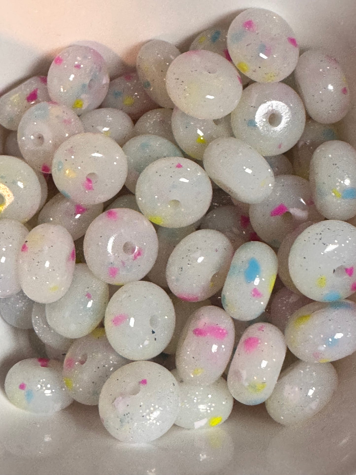 Confetti Glitter 14mm Jelly Silicone Abacus Bead