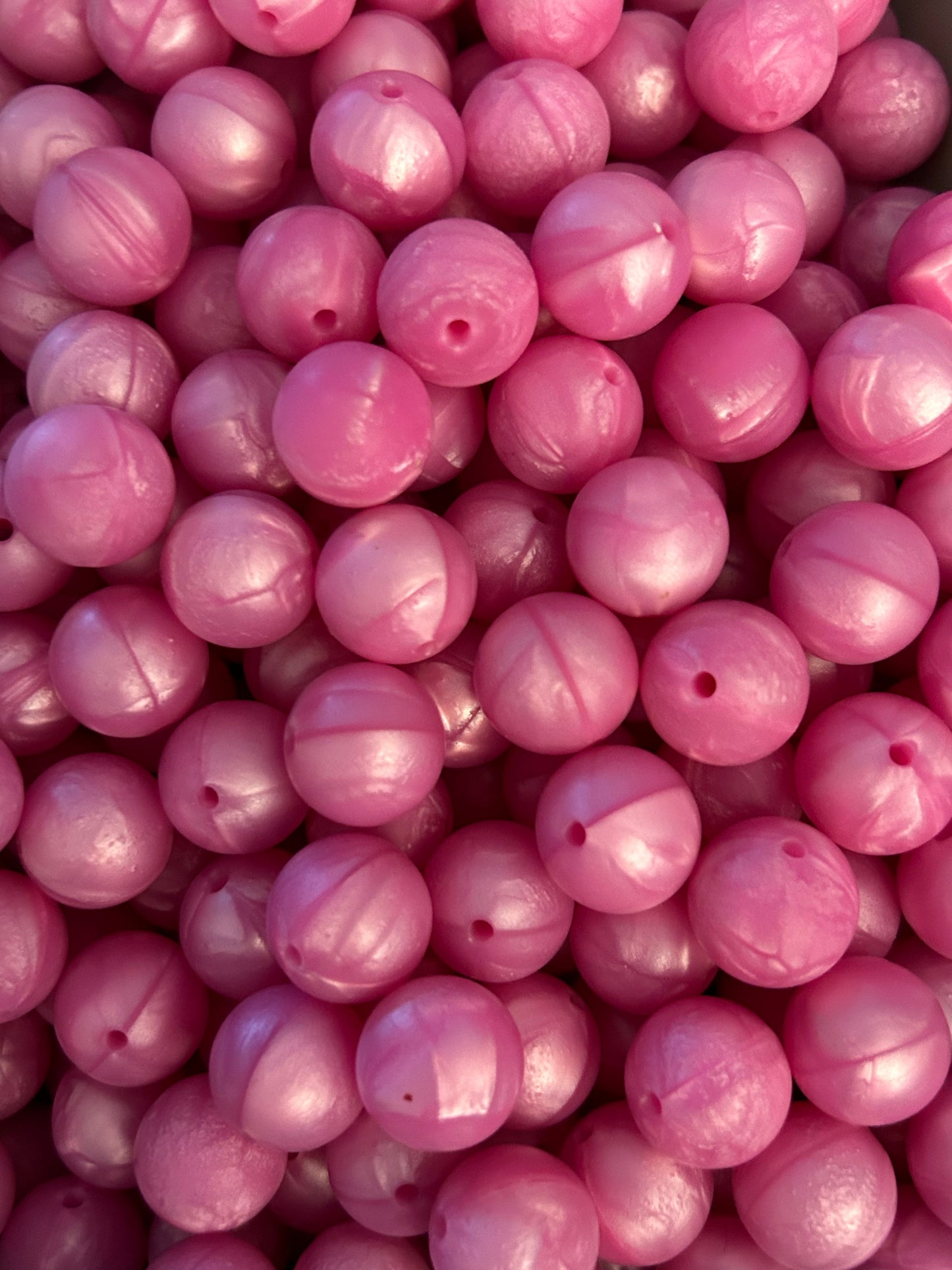 Pearly Pink 15mm Solid Color Silicone Bead