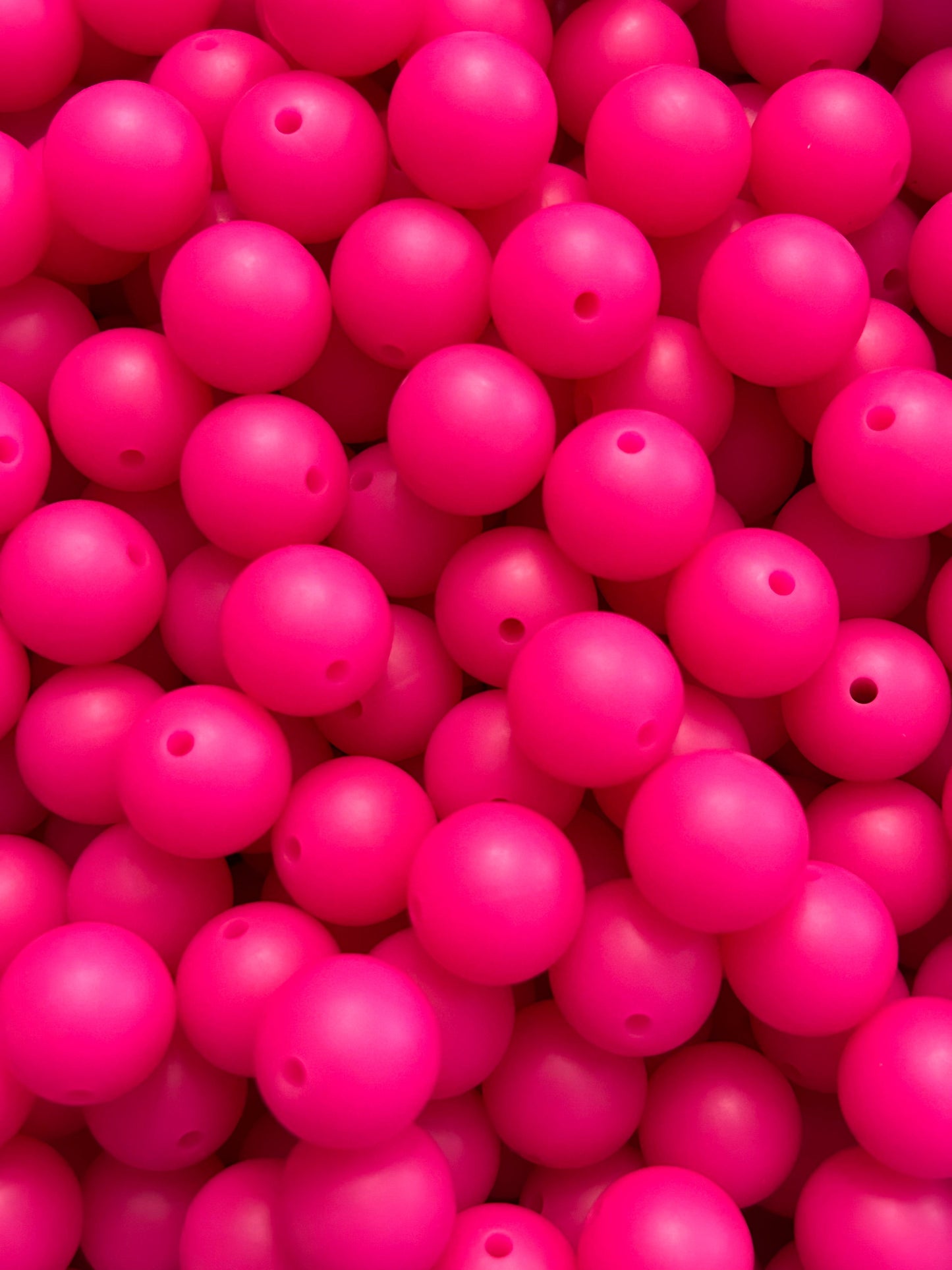 Hot Pink 15mm Solid Color Silicone Bead