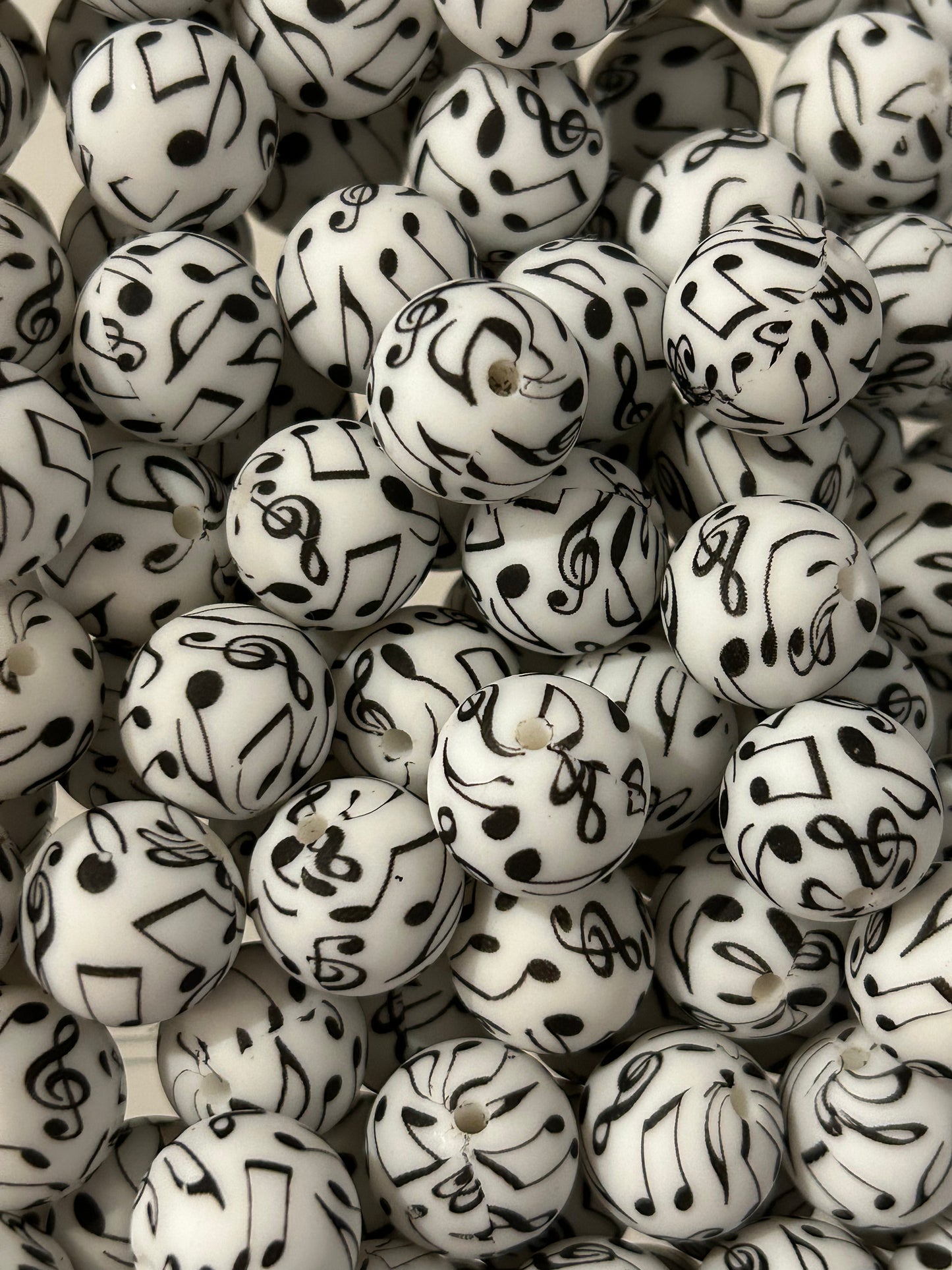 Music 15mm Printed Silicone Bead