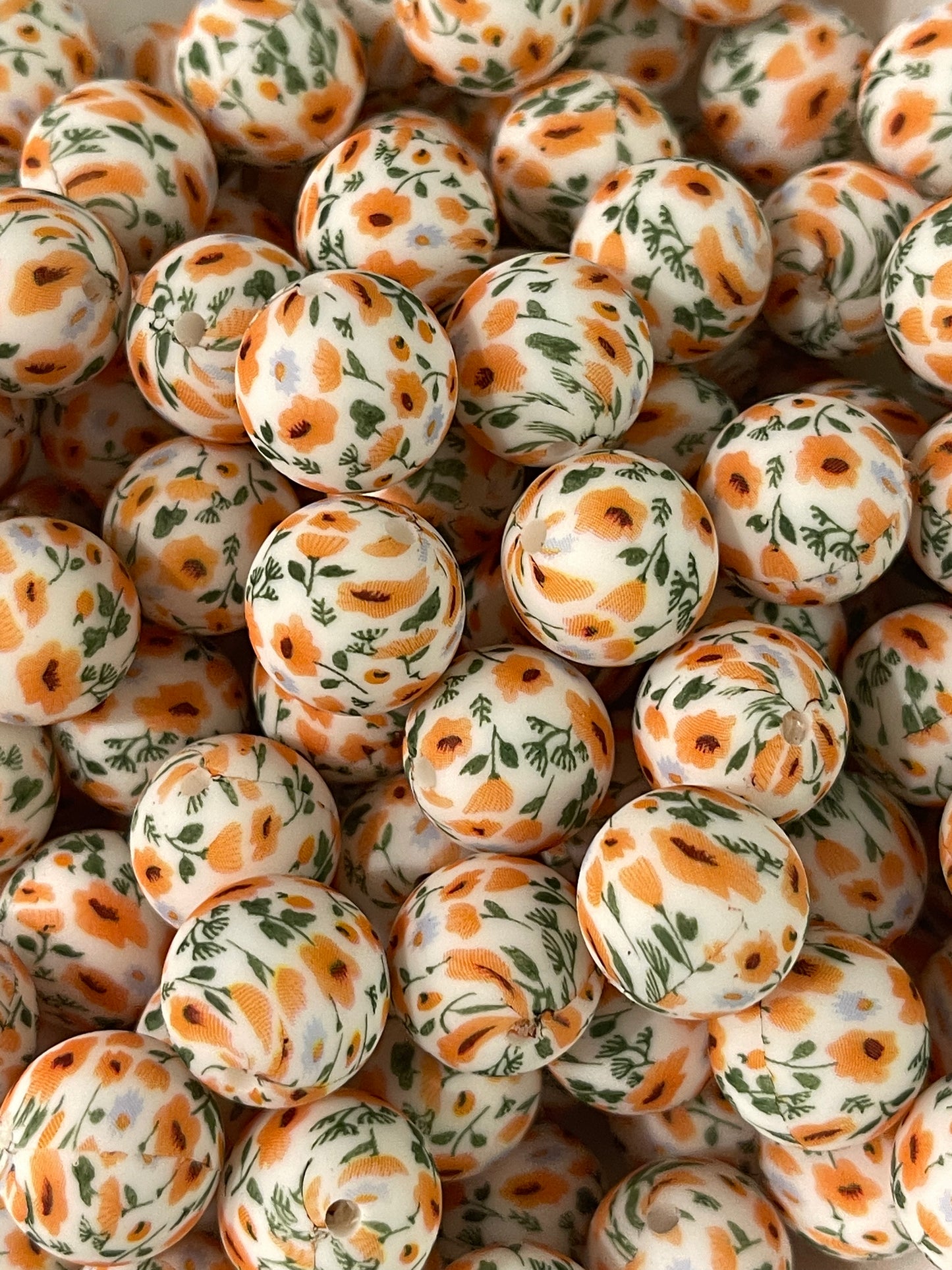 Azalea 15mm Printed Silicone Bead