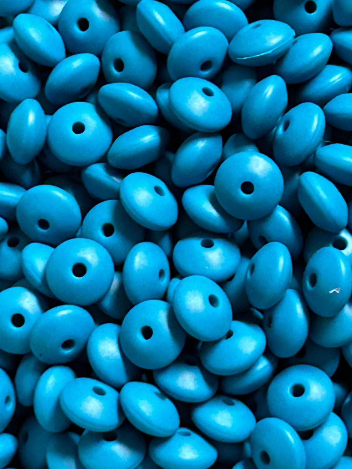 Biscay Blue 12mm Solid Color Lentil Bead