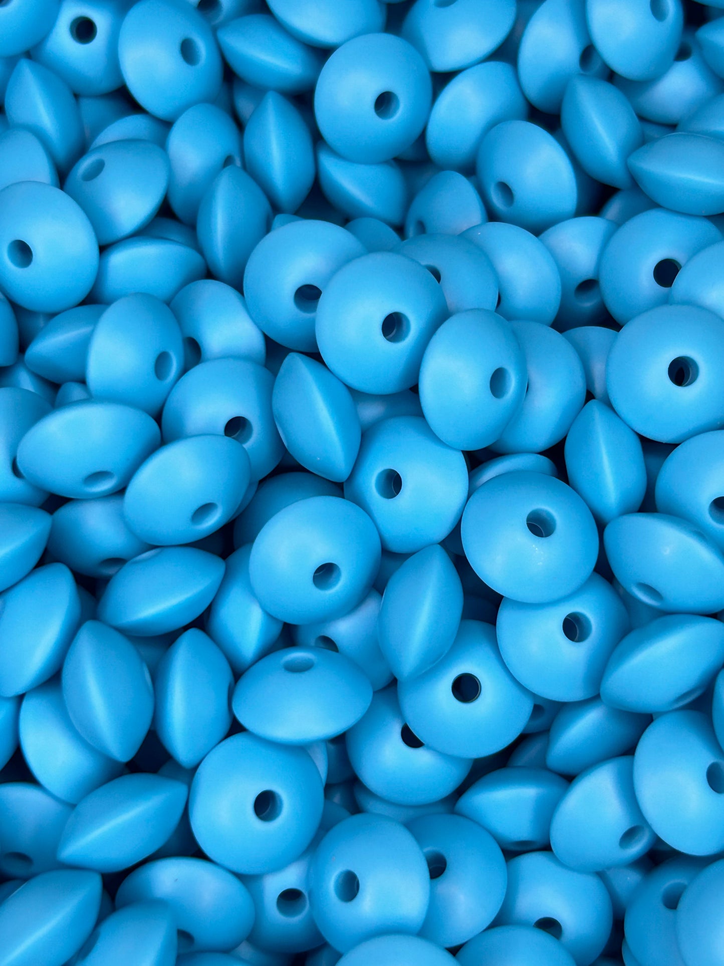 Cerulean Blue Custom 12mm Solid Color Lentil Bead