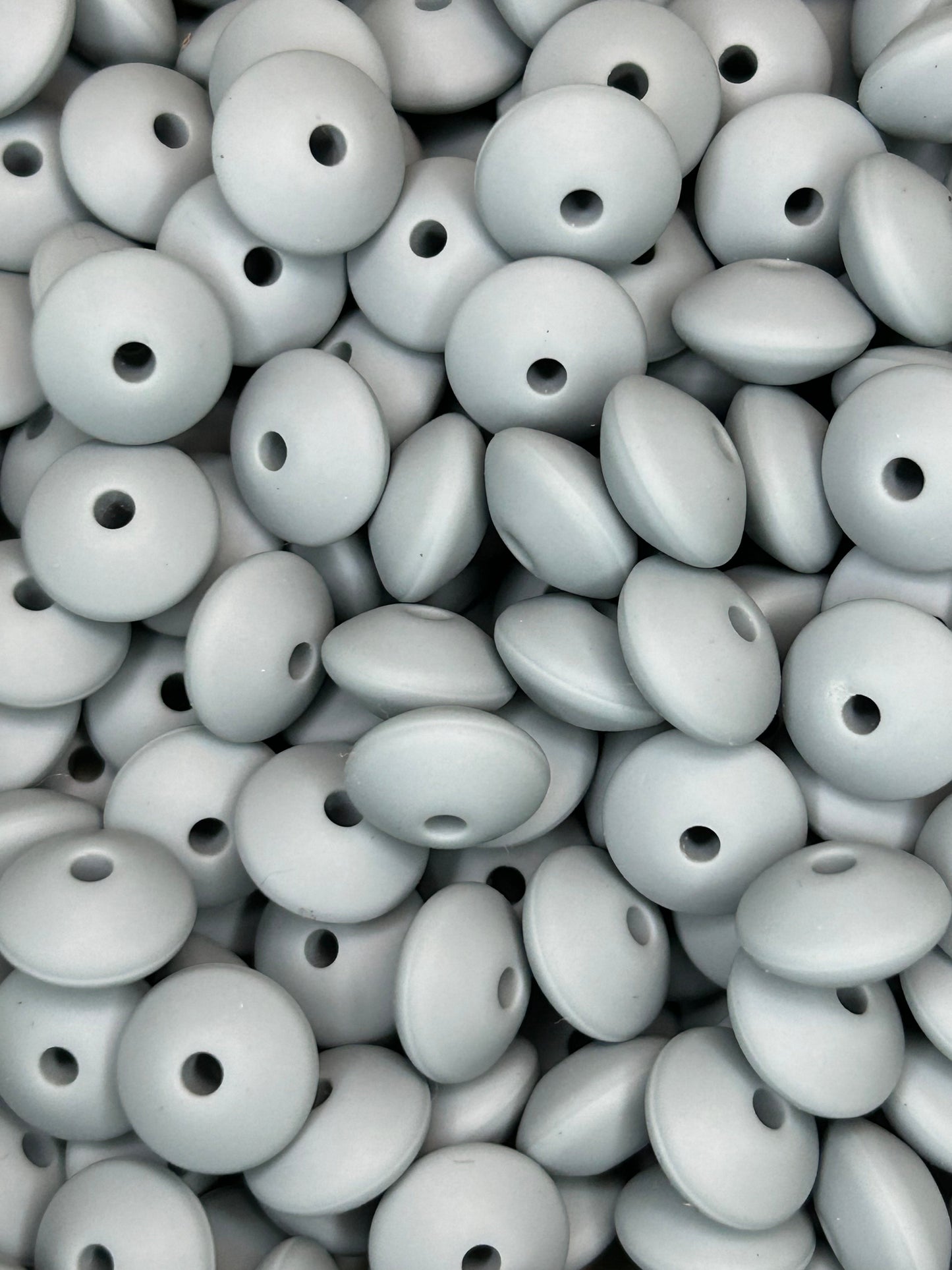 Dusty Blue 12mm Solid Color Lentil Bead