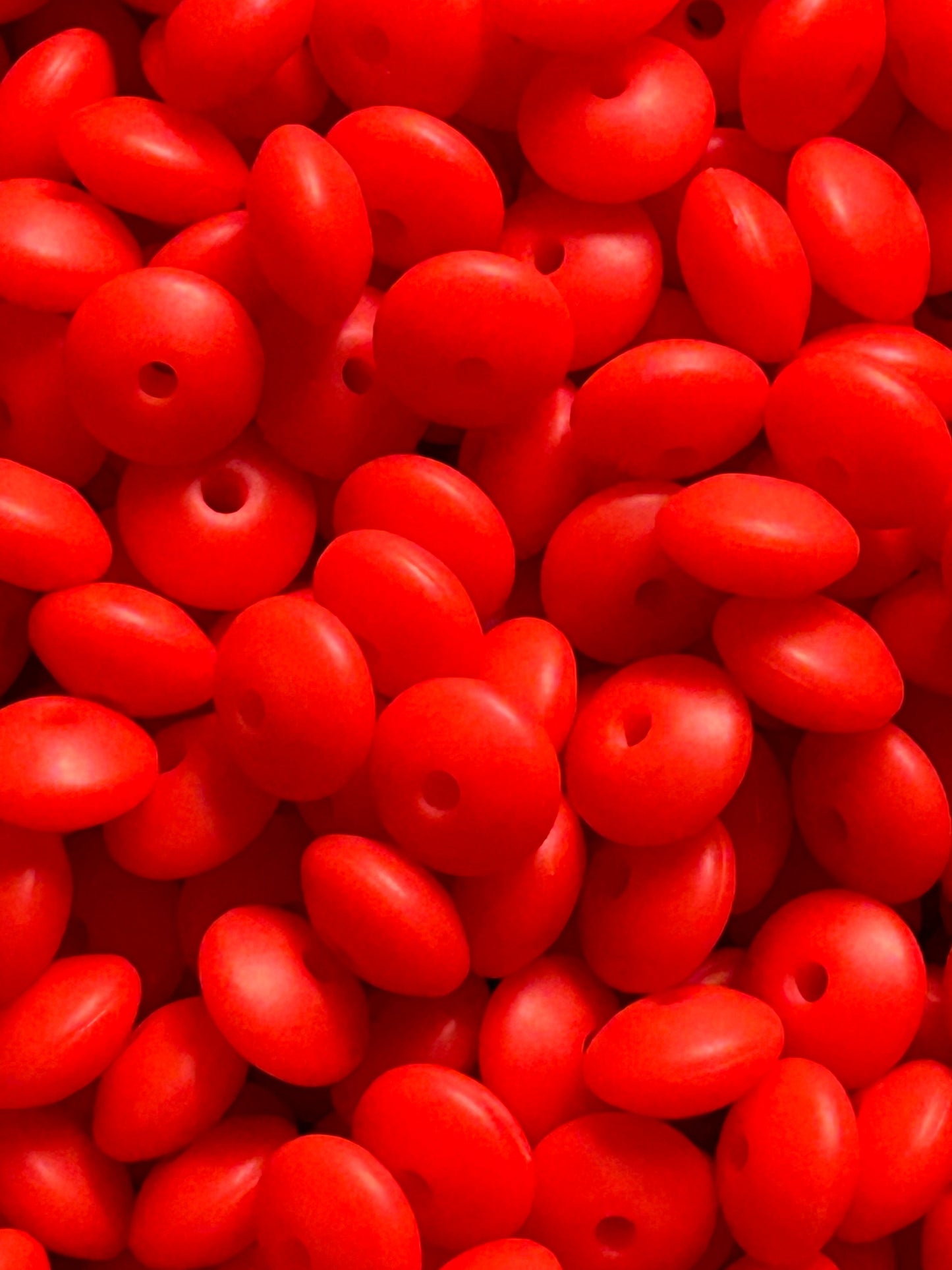 True Red 12mm Solid Color Lentil Bead