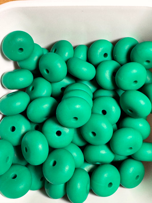 Emerald 14mm Solid Color Abacus Silicone Bead