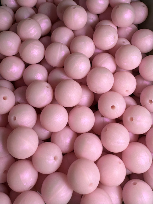 Pink Pearl 15mm Solid Color Silicone Bead