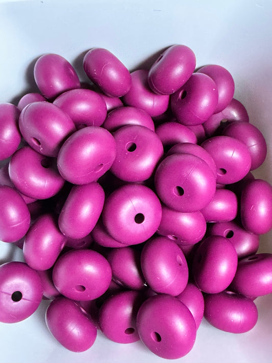 Wine 14mm Solid Color Abacus Silicone Bead