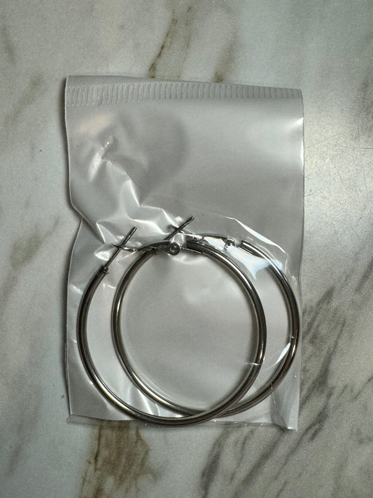 Medium Silver Hoop Sterling Silver Beadable Earring