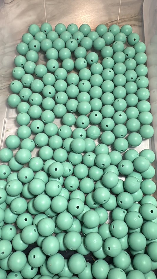 Sea Foam Custom 15mm Solid Color Silicone Bead