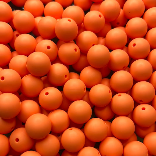 Grapefruit 15mm Solid Color Silicone Bead