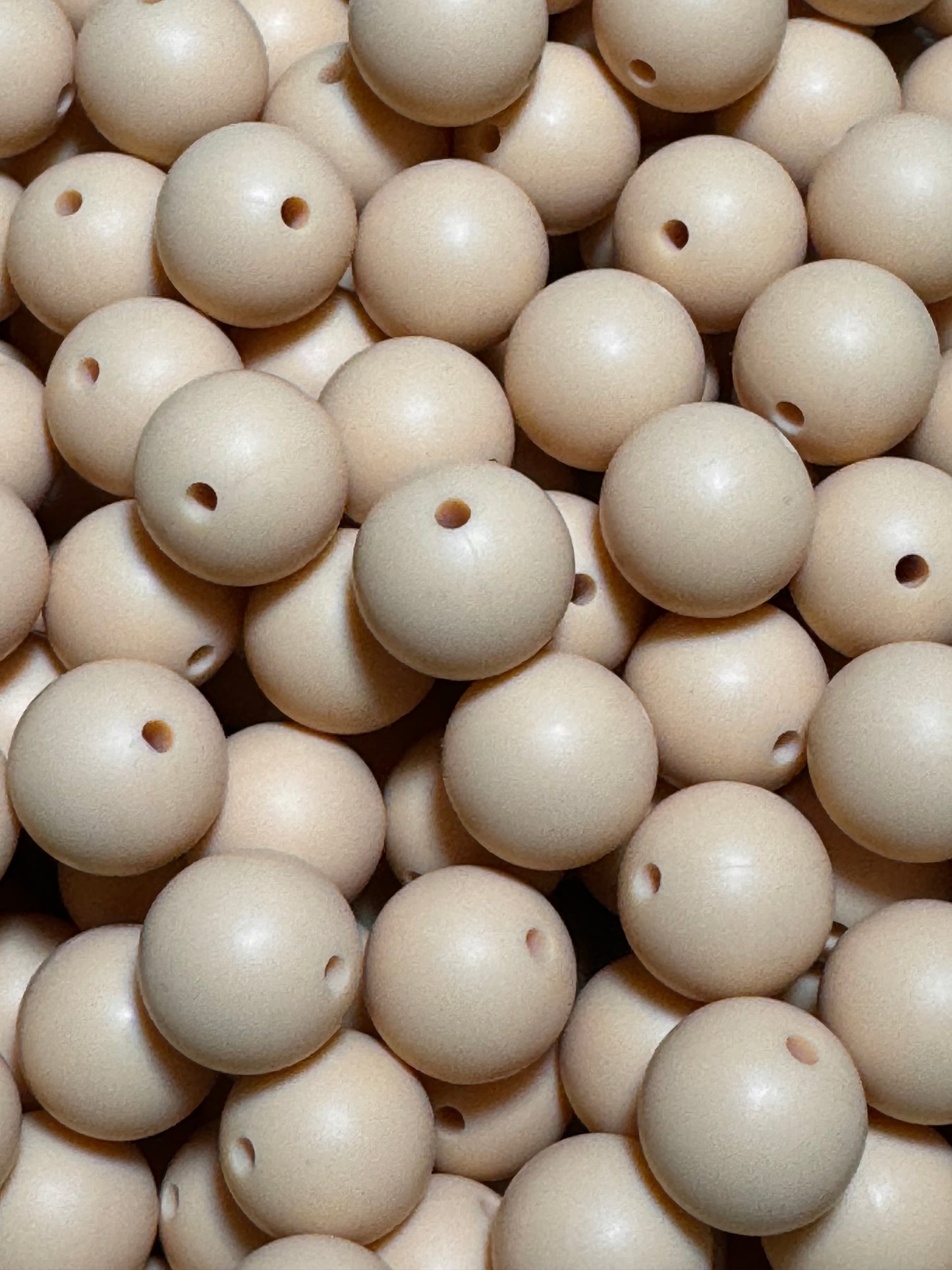 Beige 15mm Solid Color Silicone Bead