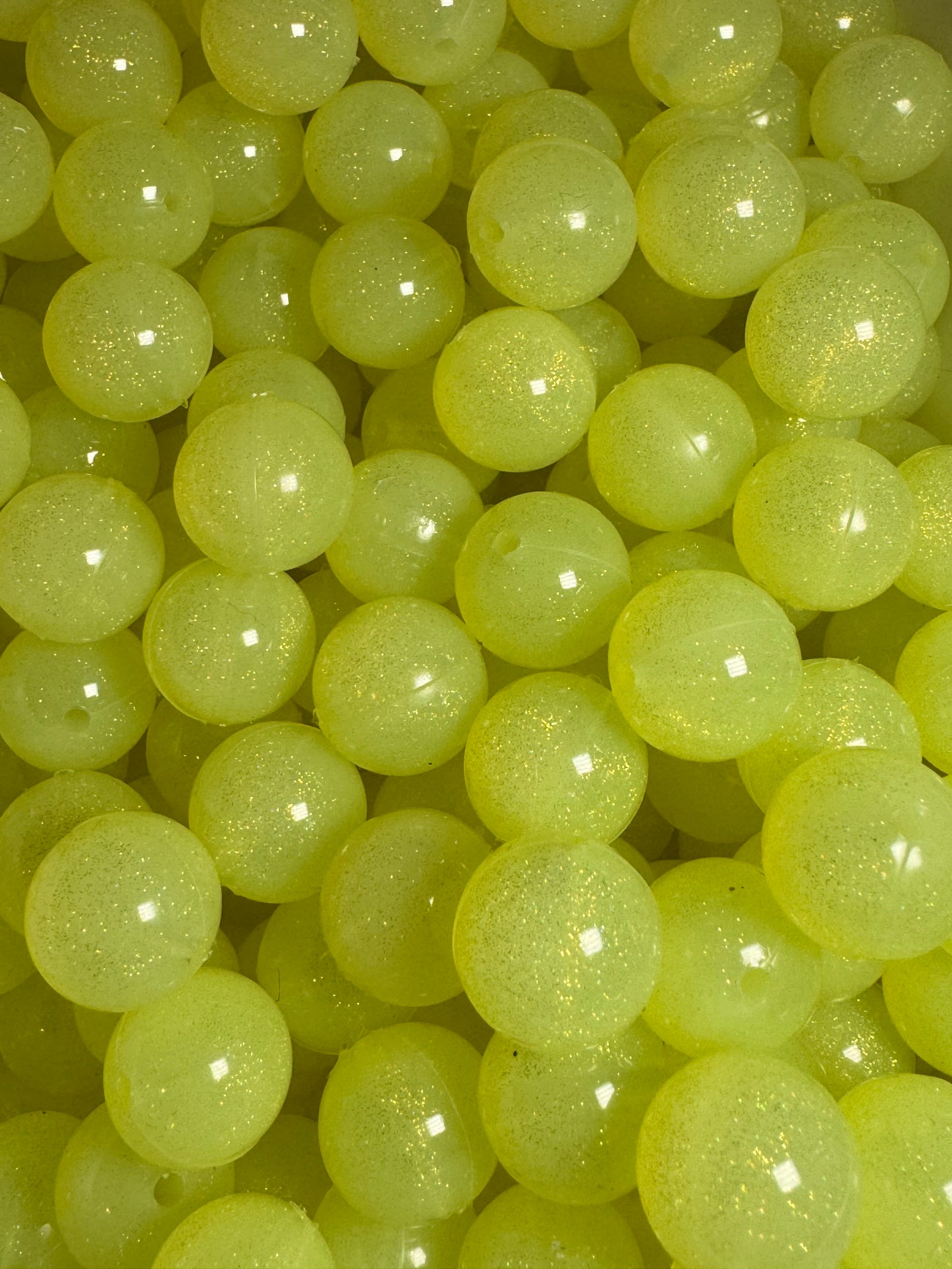 Neon Yellow 15mm Jelly Silicone Glitter Bead