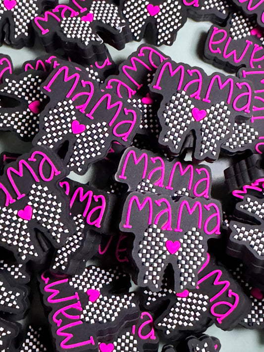 Pink Mama Checkered Croquet Silicone Focal